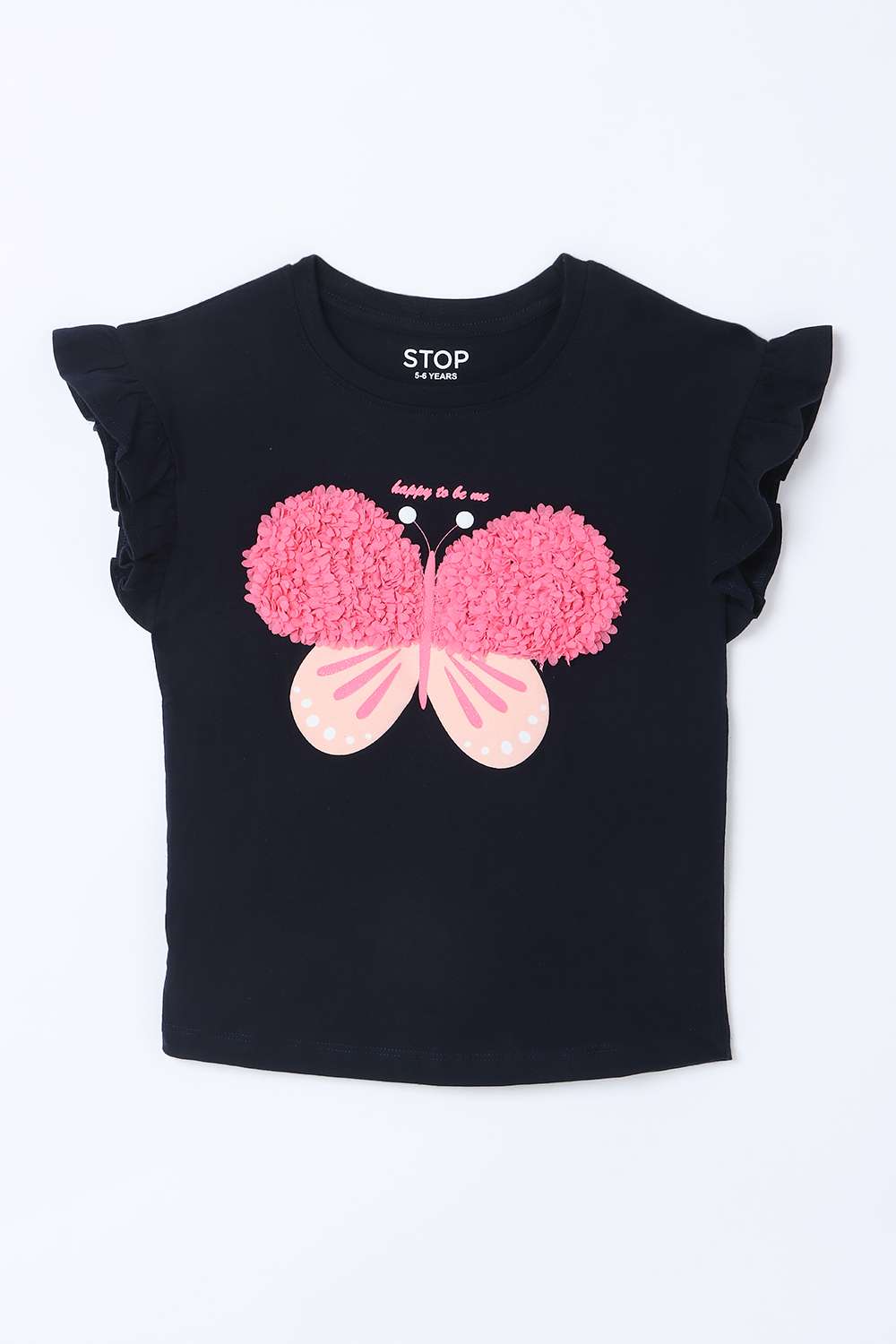 Floral-Blended-Fabric-Round-Neck-Girls-T-Shirt