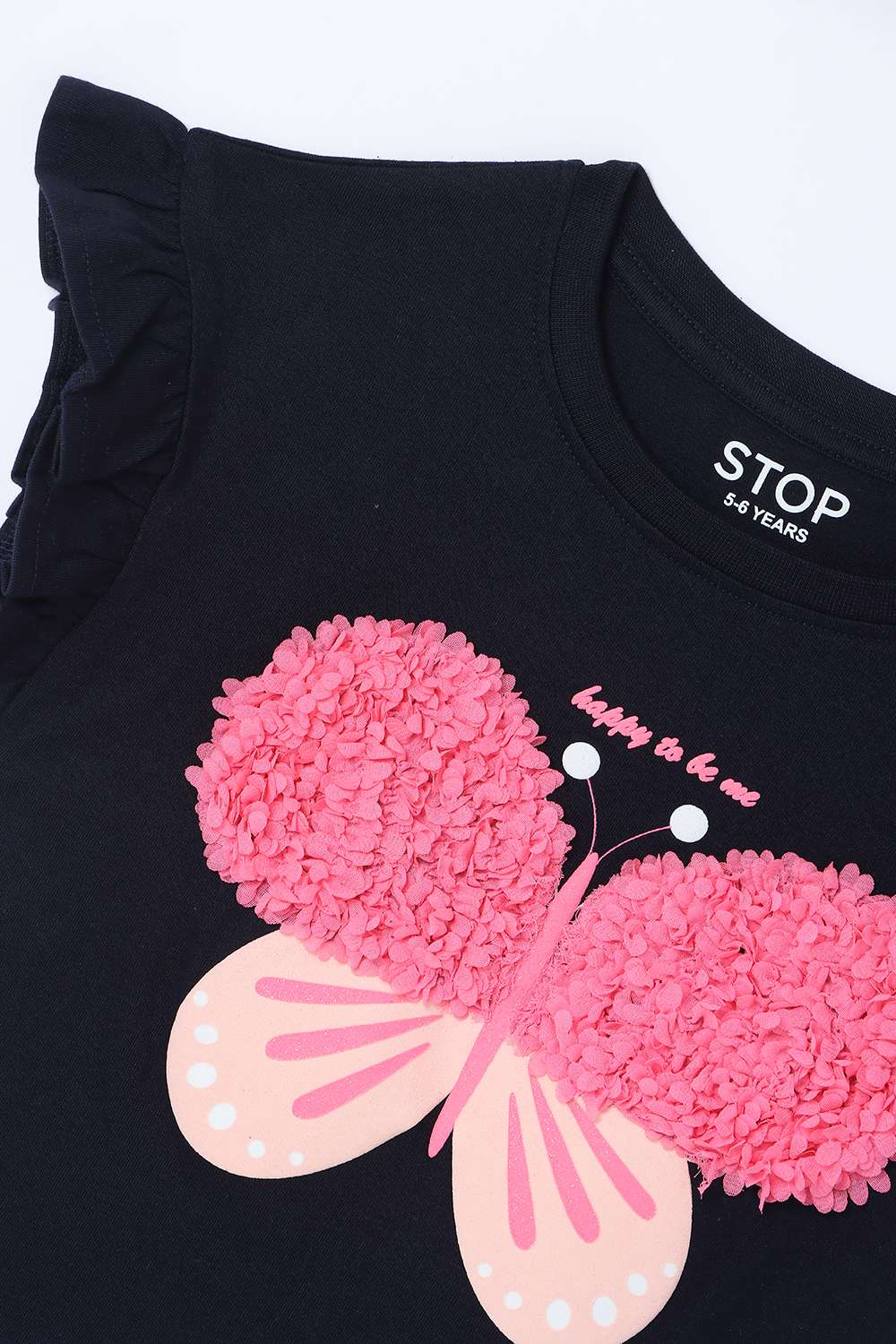 Floral-Blended-Fabric-Round-Neck-Girls-T-Shirt