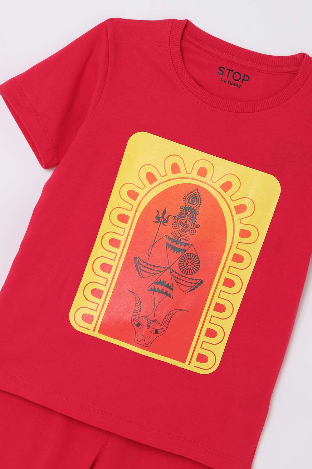 Character-Print-Round-Neck-Blended-Fabric-Boy-s-Casual-Wear-T-shirt