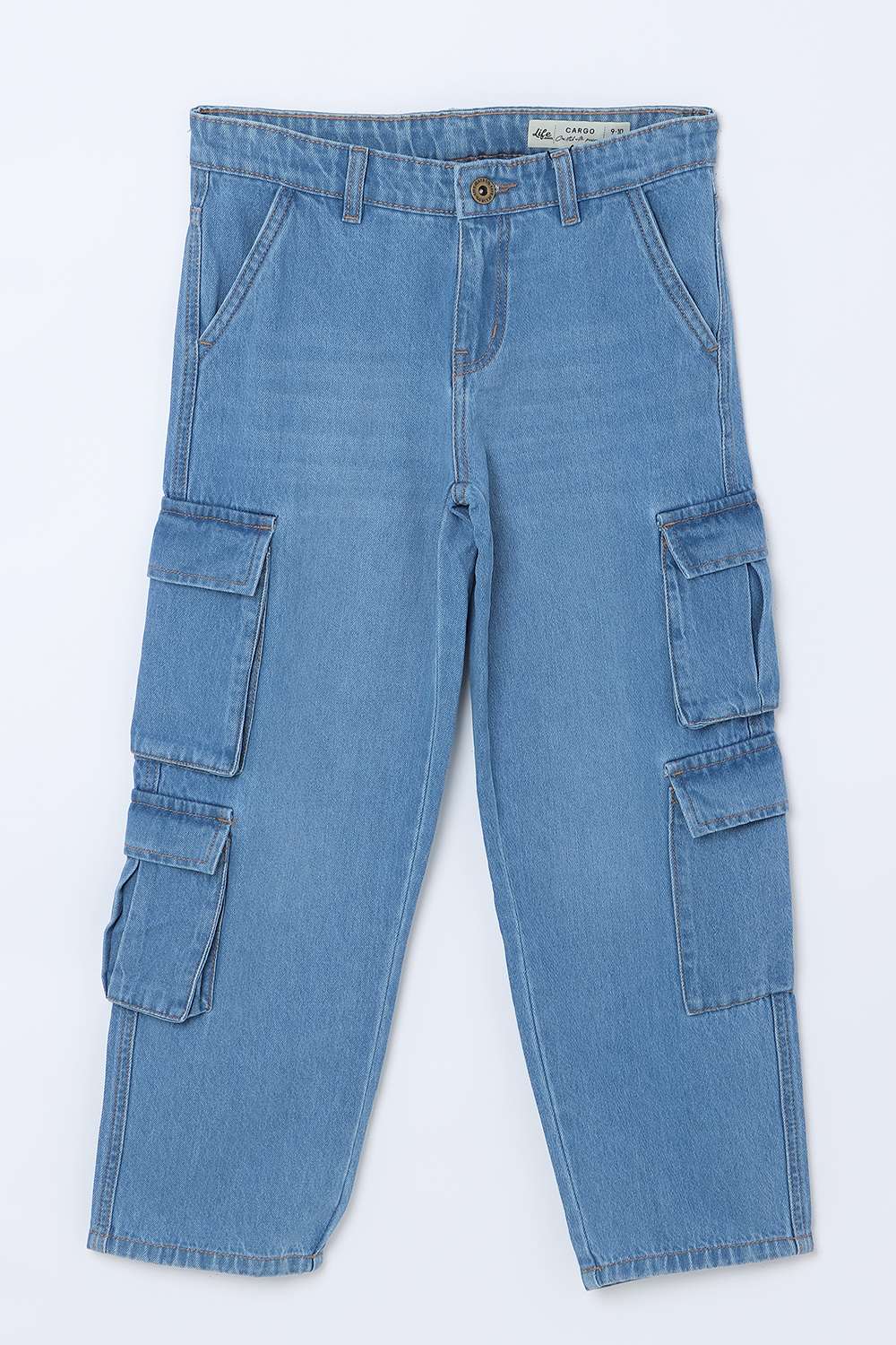 Solid-Cotton-Regular-Fit-Boys-Cargo-Denim