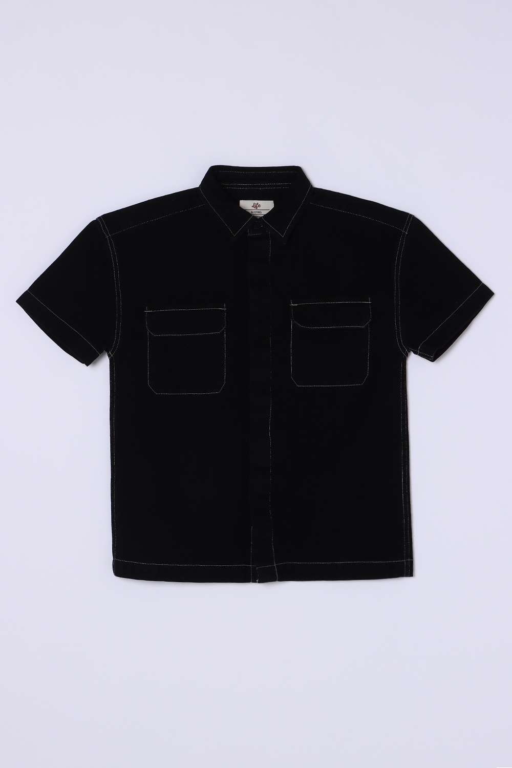 Solid-Cotton-Round-Neck-Boys-Shirt