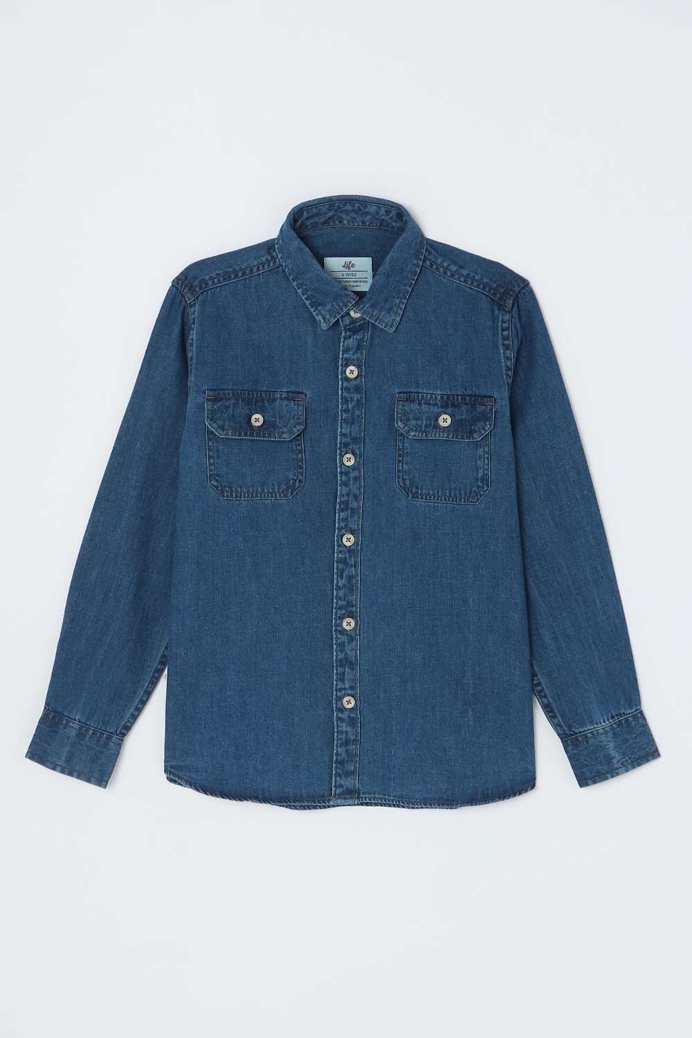Solid-Cotton-Round-Neck-Boys-Shirt