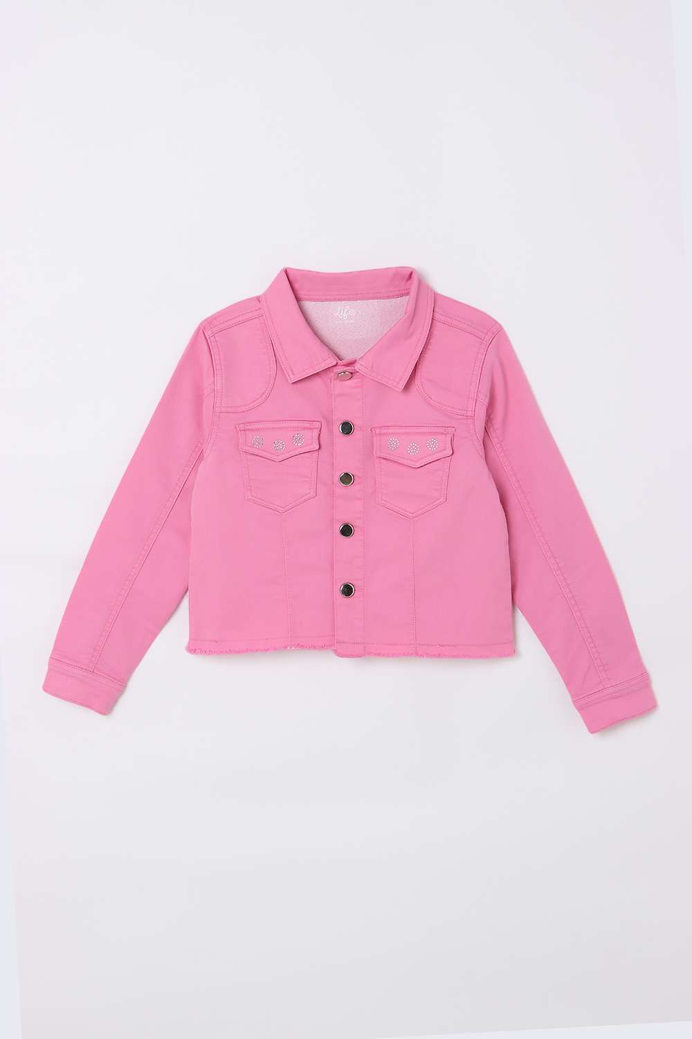 Solid-Cotton-Blend-Round-Neck-Girls-Casual-Wear-Jacket