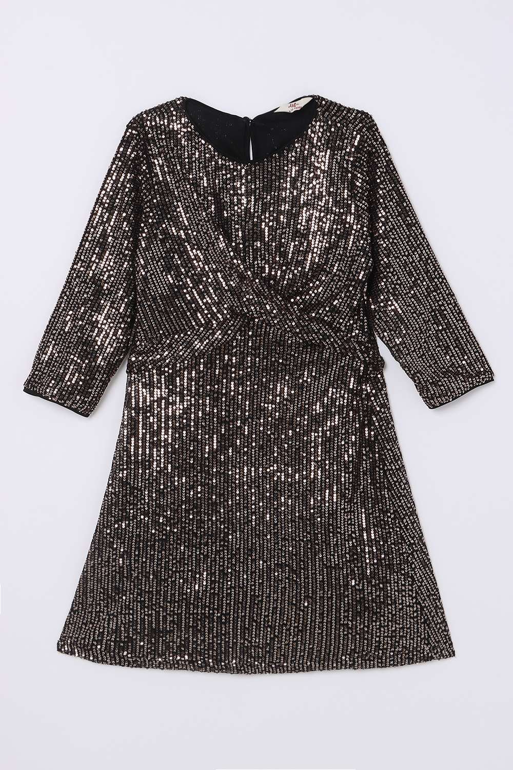 Solid-Polyester-Round-Neck-Girls-Casual-Wear-Dress