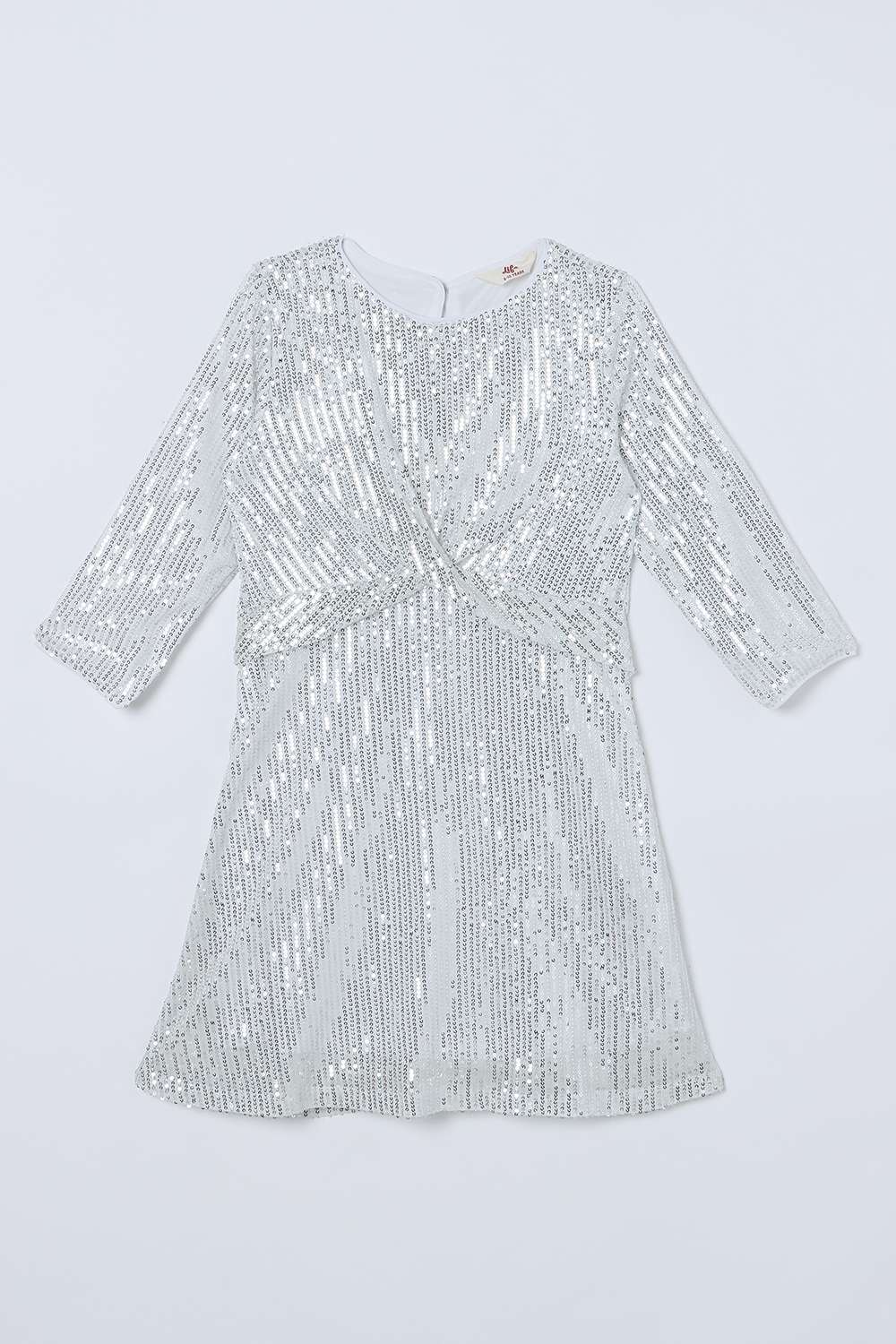 Sequinned-Polyester-Round-Neck-Girls-Party-Wear-Dress