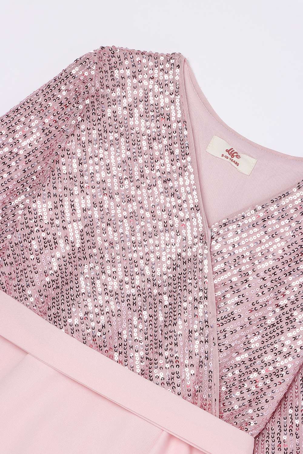 Sequinned-Polyester-V-Neck-Girls-Casual-Wear-Dress