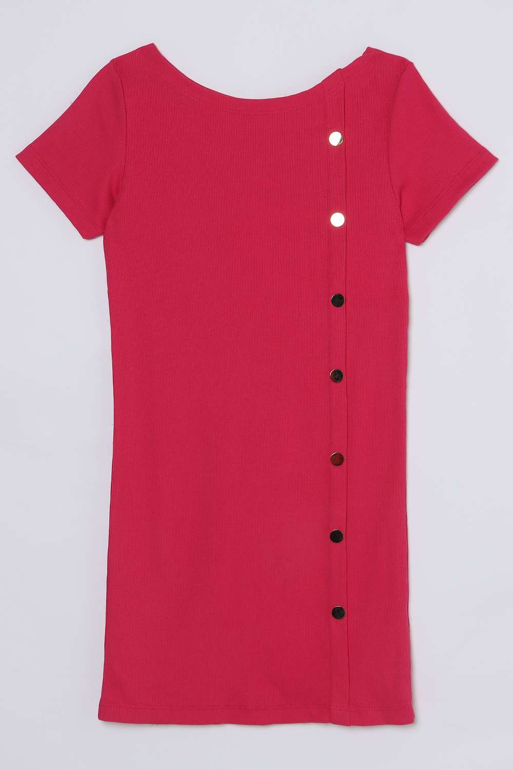 Solid-Blended-Fabric-Round-Neck-Girls-Casual-Wear-Dress