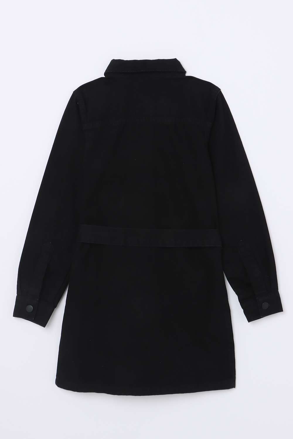 Solid-Blended-Fabric-Collared-Girls-Casual-Wear-Dress