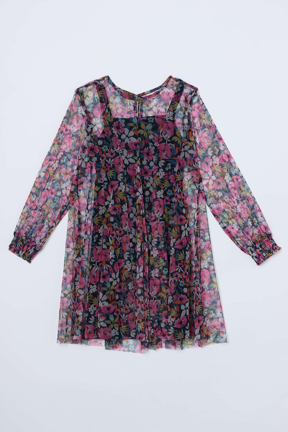 Printed-Polyester-Round-Neck-Girls-Casual-Wear-Dress