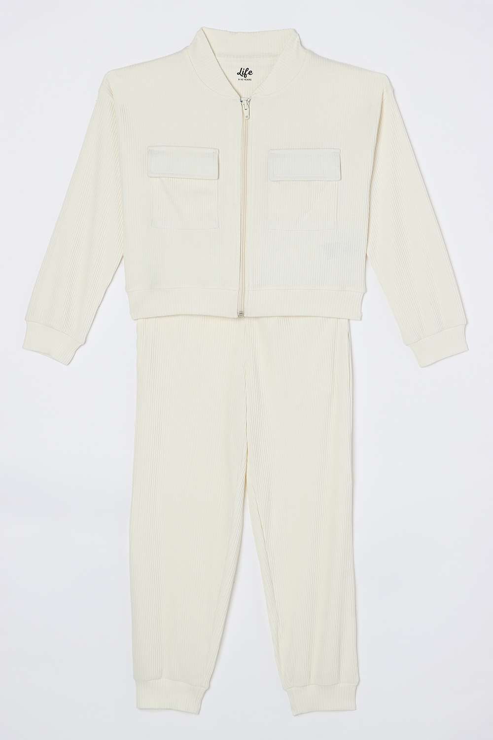 Solid-Blended-Fabric-Regular-Fit-Girls-Clothing-Set