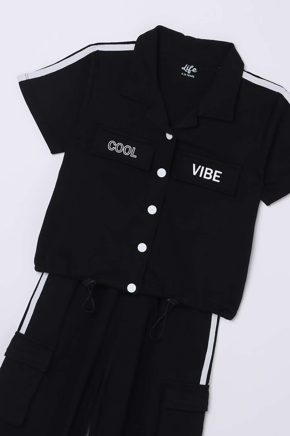 Typographic-Blended-Fabric-Collared-Boys-Clothing-Set
