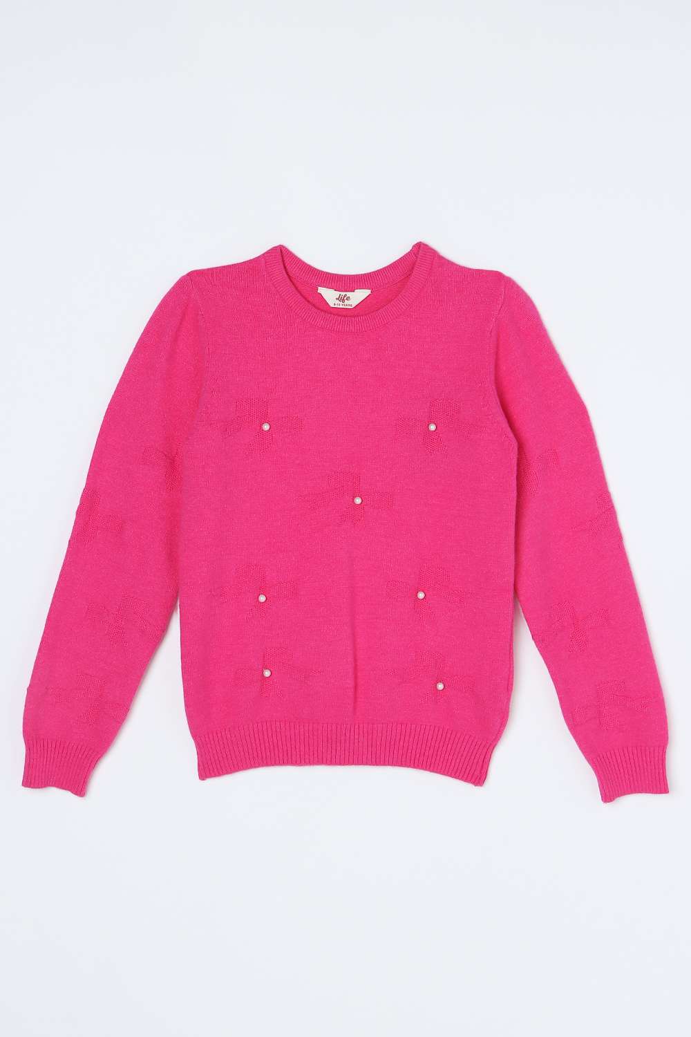 Embroidered-Blended-Fabric-Round-Neck-Girls-Sweater