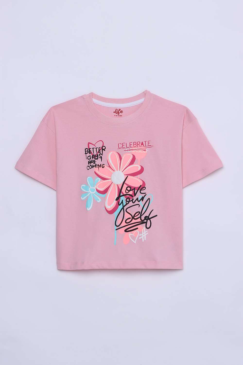 Graphic-Print-Cotton-Round-Neck-Girls-Top