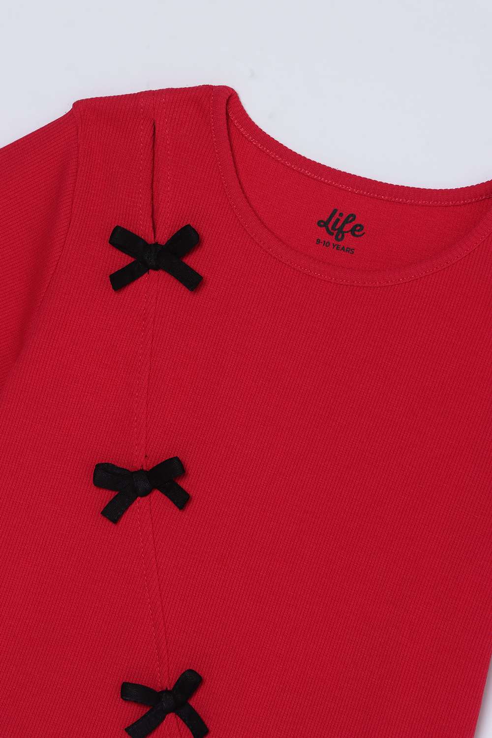 Textured-Blended-Fabric-Round-Neck-Girls-Top