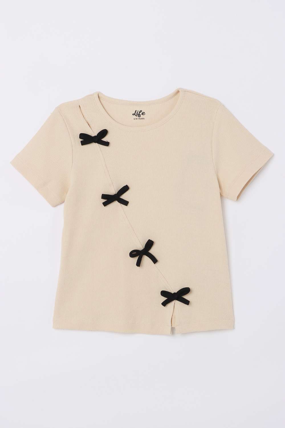 Solid-Polyester-Round-Neck-Girls-Casual-Wear-Top