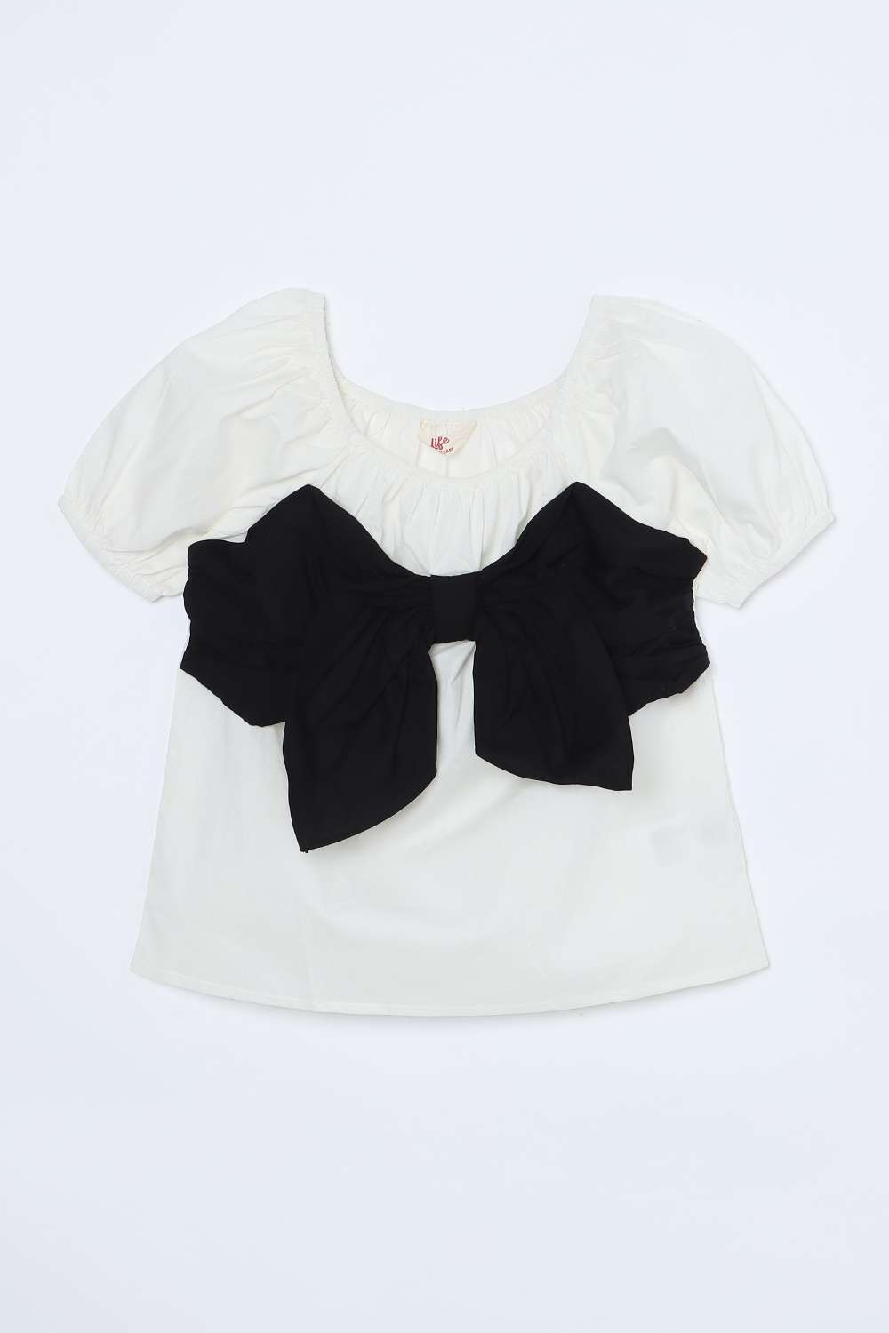 Solid-Poplin-Round-Neck-Girls-Top