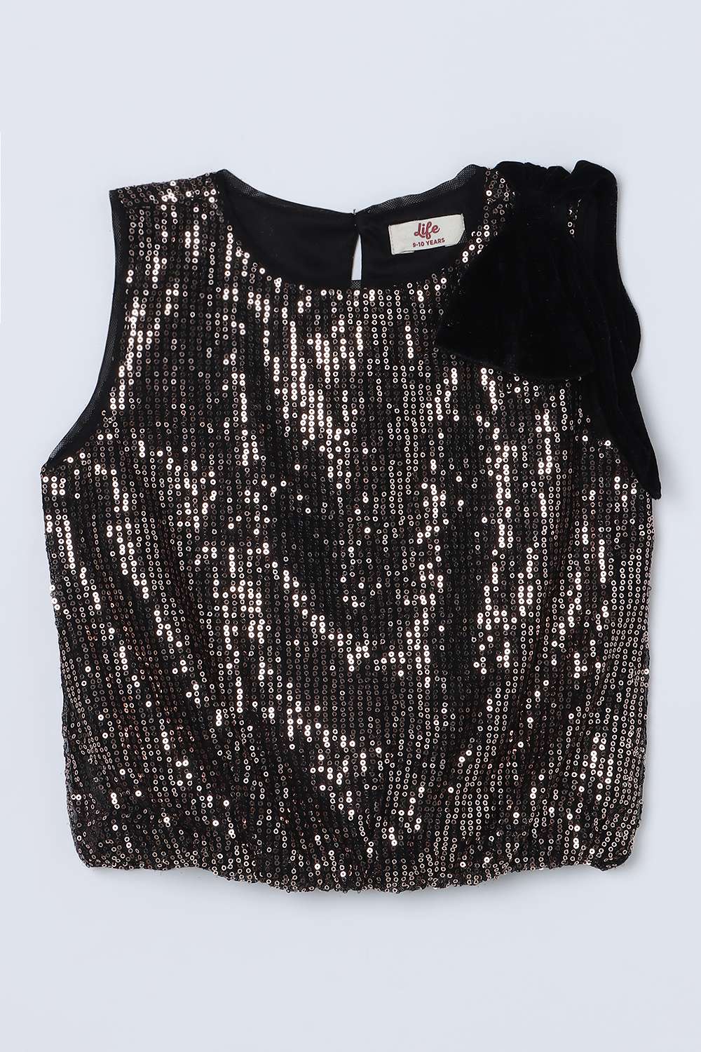 Solid-Polyester-Round-Neck-Girls-Top