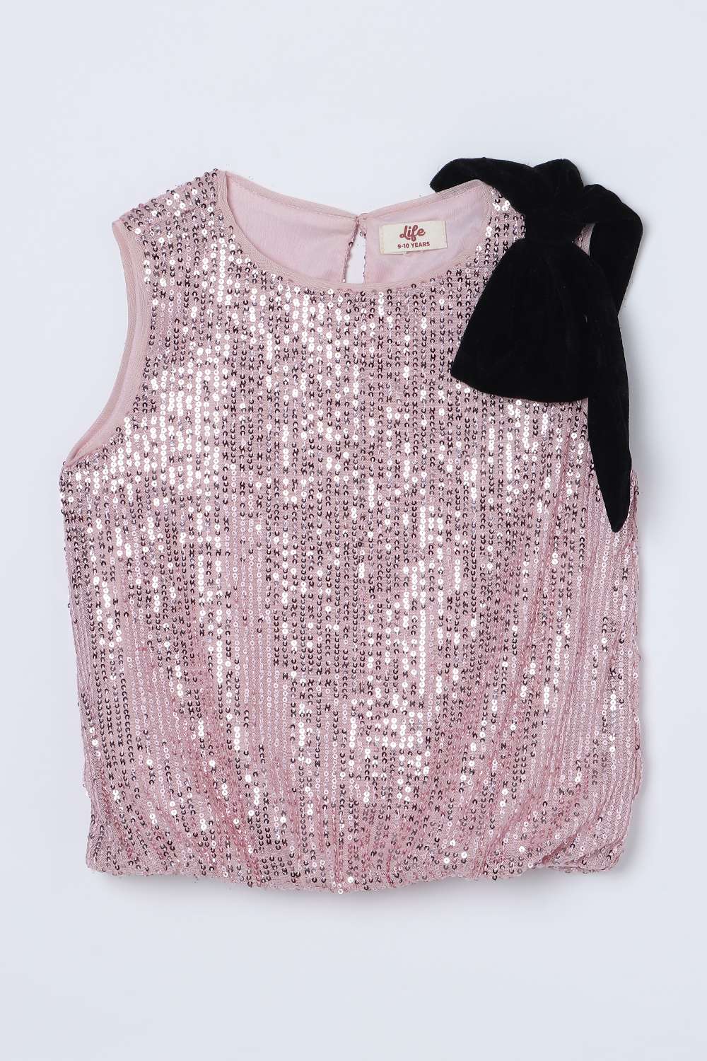 Sequinned-Polyester-Round-Neck-Girls-Top