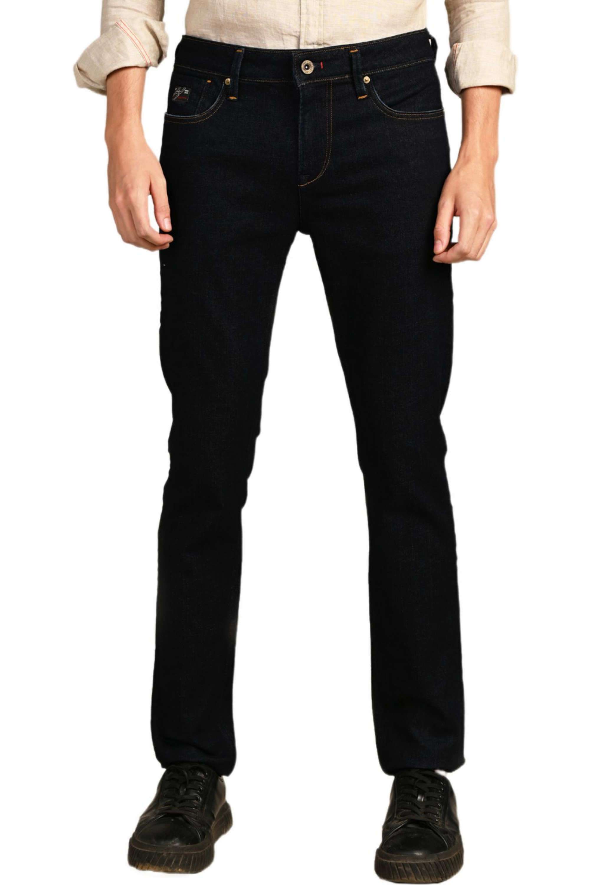 Solid-Blended-Fabric-Bootcut-Fit-Men-s-Jeans