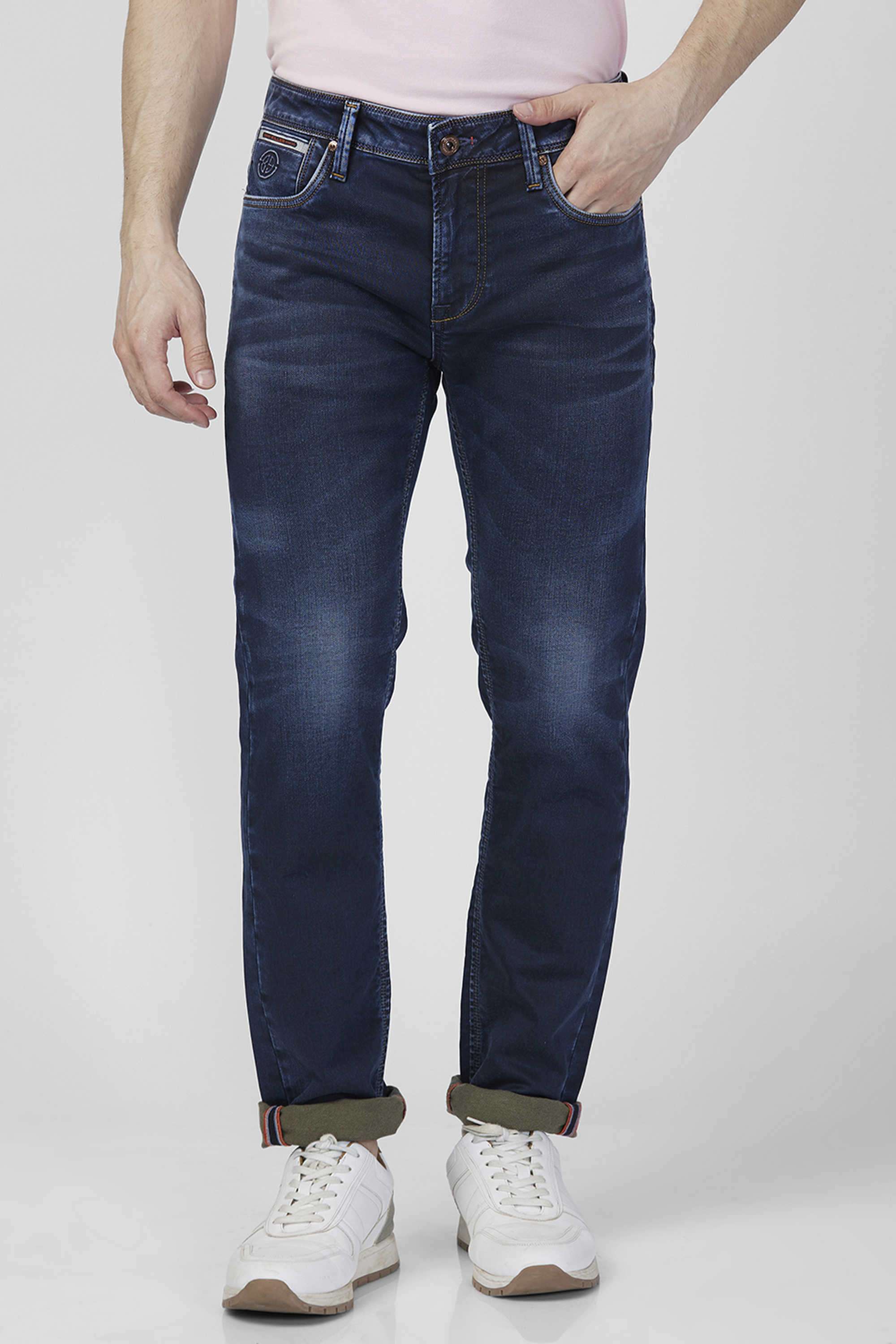 Solid-Cotton-Blend-Skinny-Fit-Men-s-Jeans