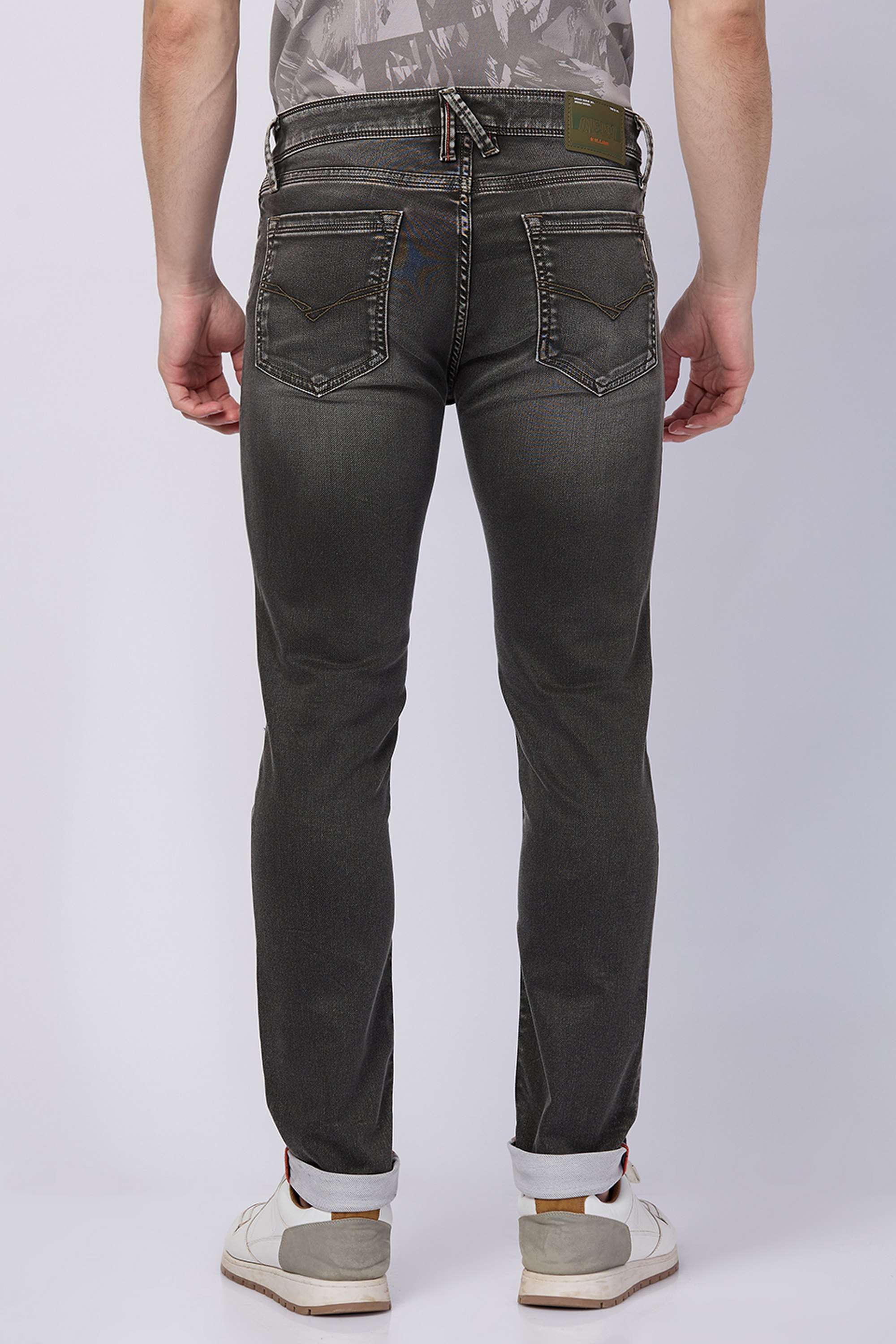 Dark-Wash-Polyester-Cotton-Skinny-Fit-Men-s-Jeans
