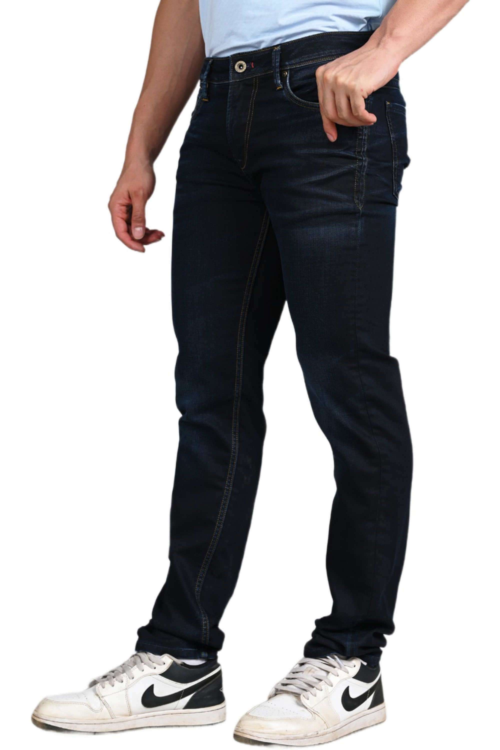 Solid-Polyester-Cotton-Skinny-Fit-Men-s-Jeans