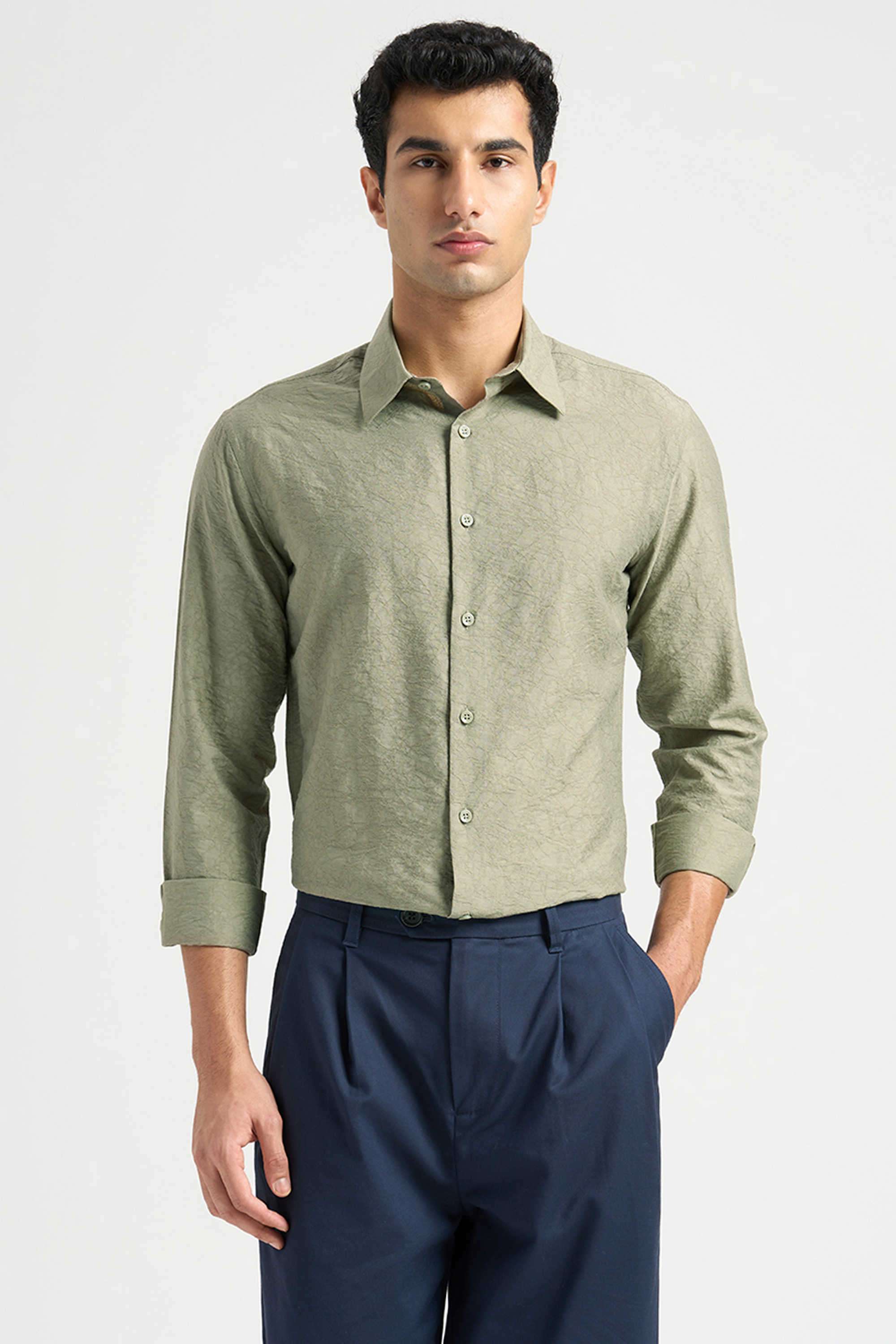 Solid-Cotton-Men-s-Casual-Wear-Shirt