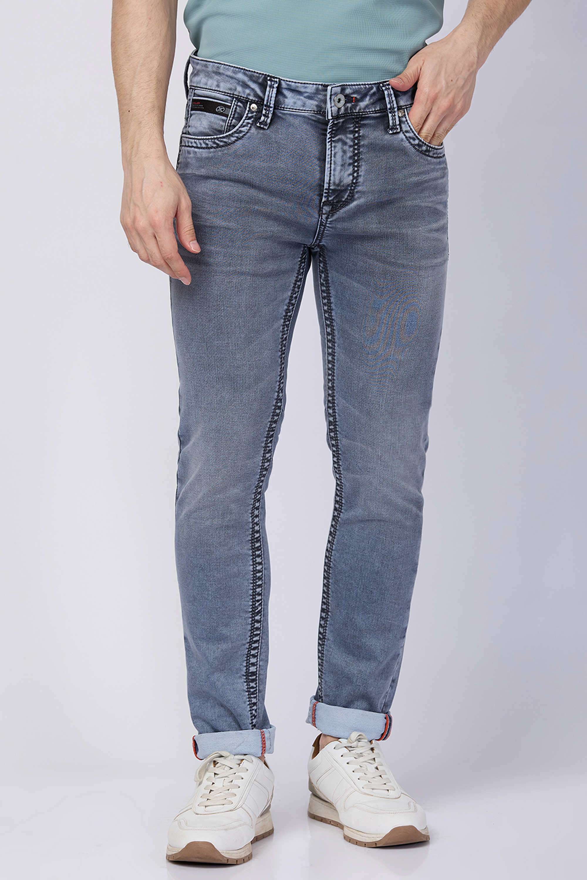 Solid-Blended-Fabric-Slim-Fit-Men-s-Jeans
