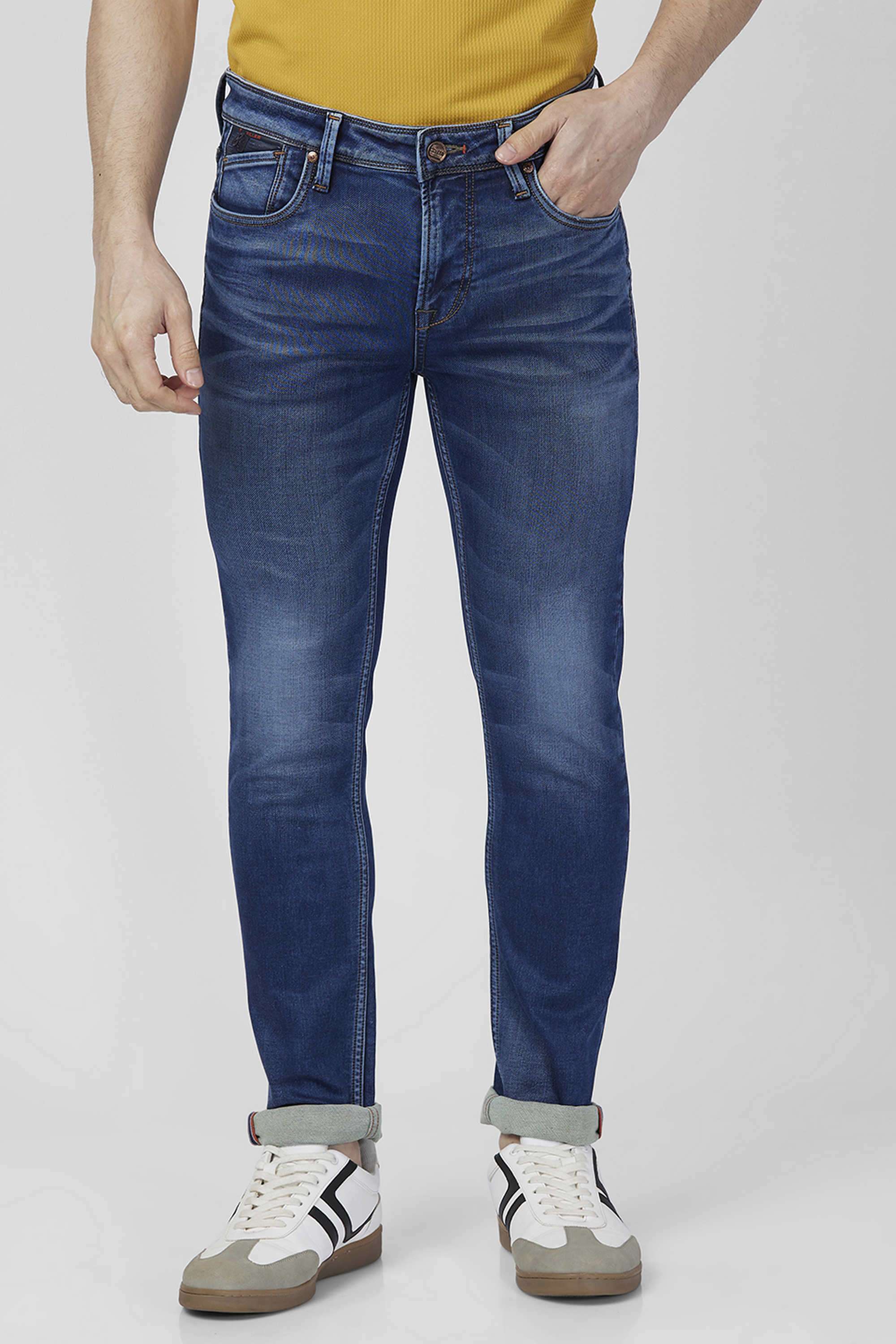 Solid-Blended-Fabric-Slim-Fit-Men-s-Jeans