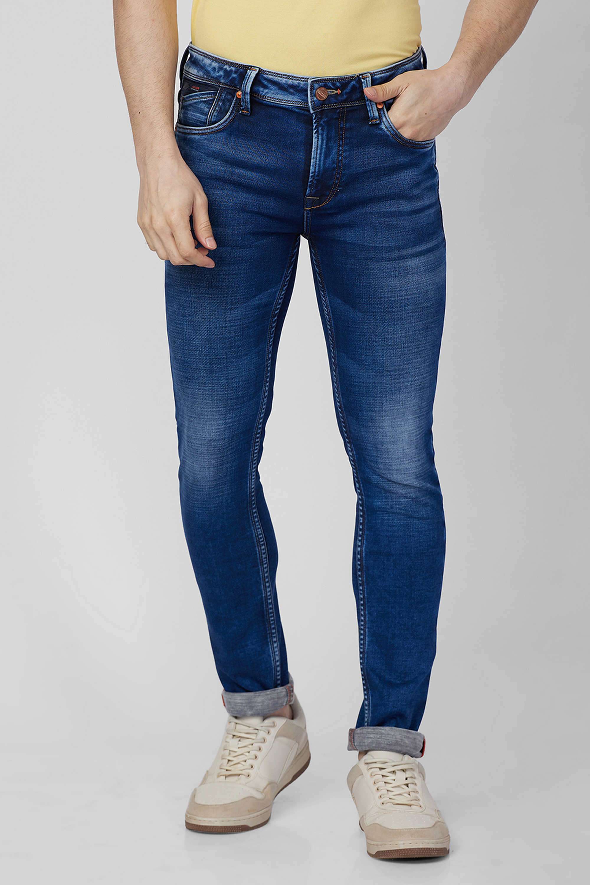 Solid-Blended-Fabric-Slim-Fit-Men-s-Jeans