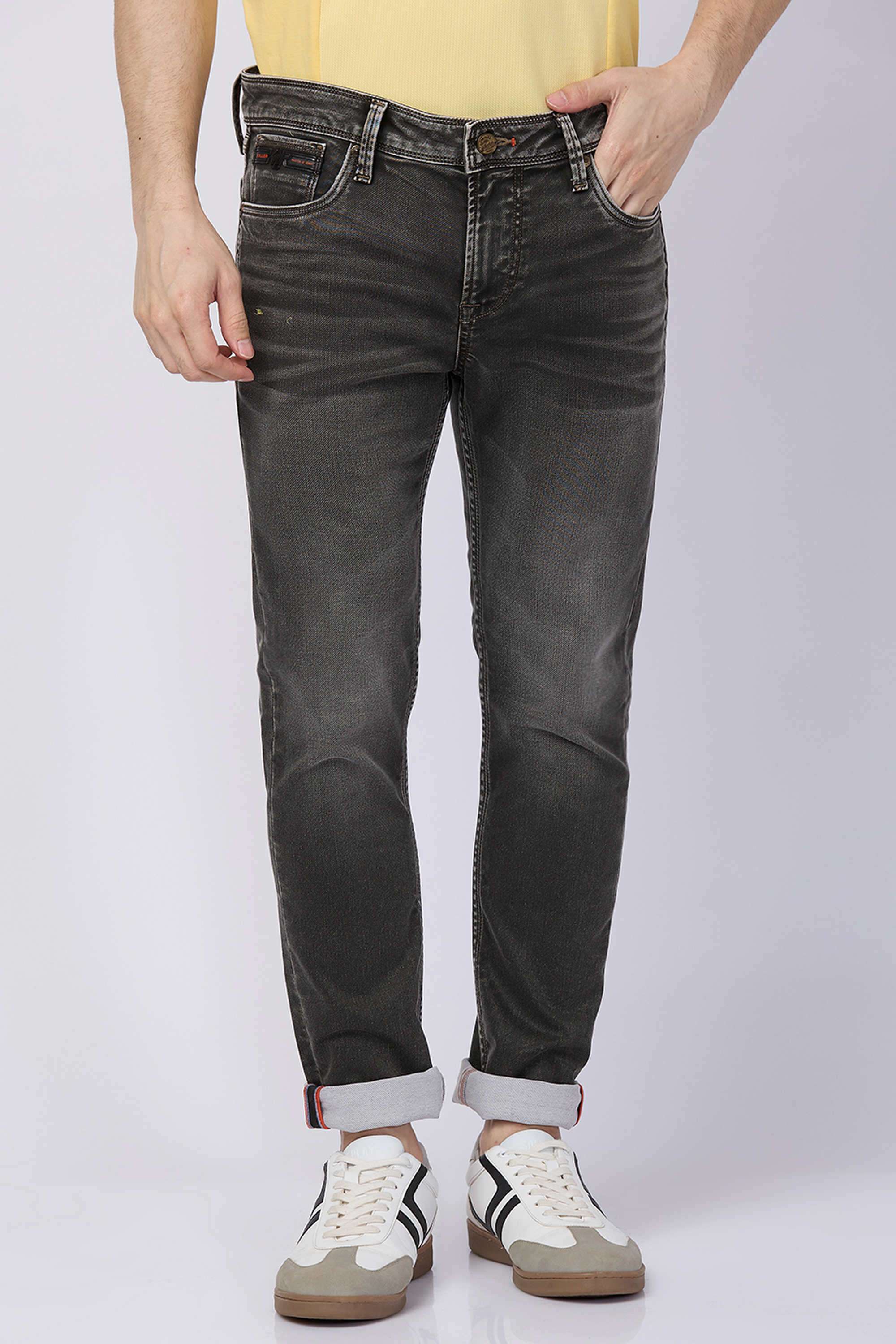 Solid-Blended-Fabric-Slim-Fit-Men-s-Jeans