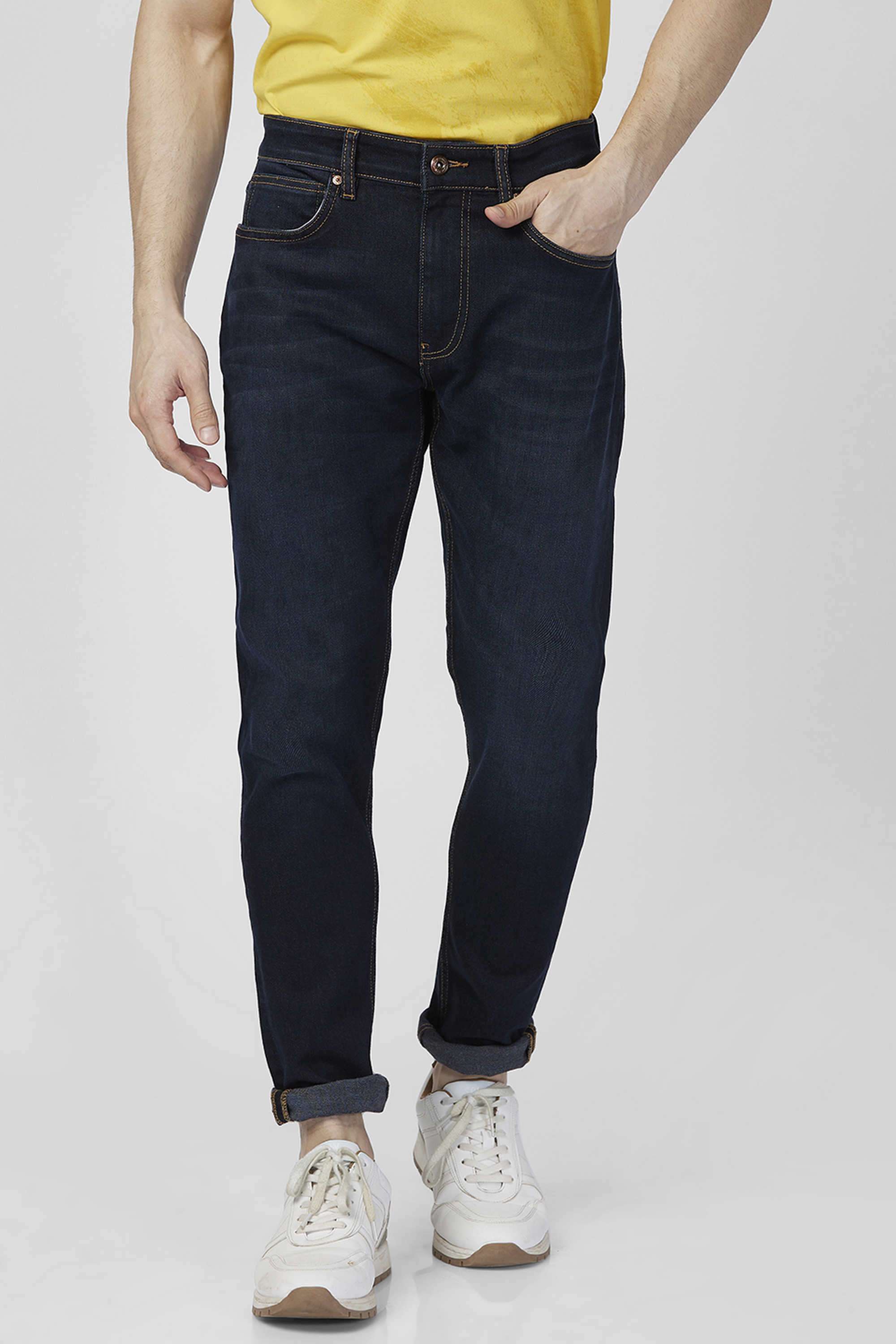Solid-Blended-Fabric-Slim-Fit-Men-s-Jeans