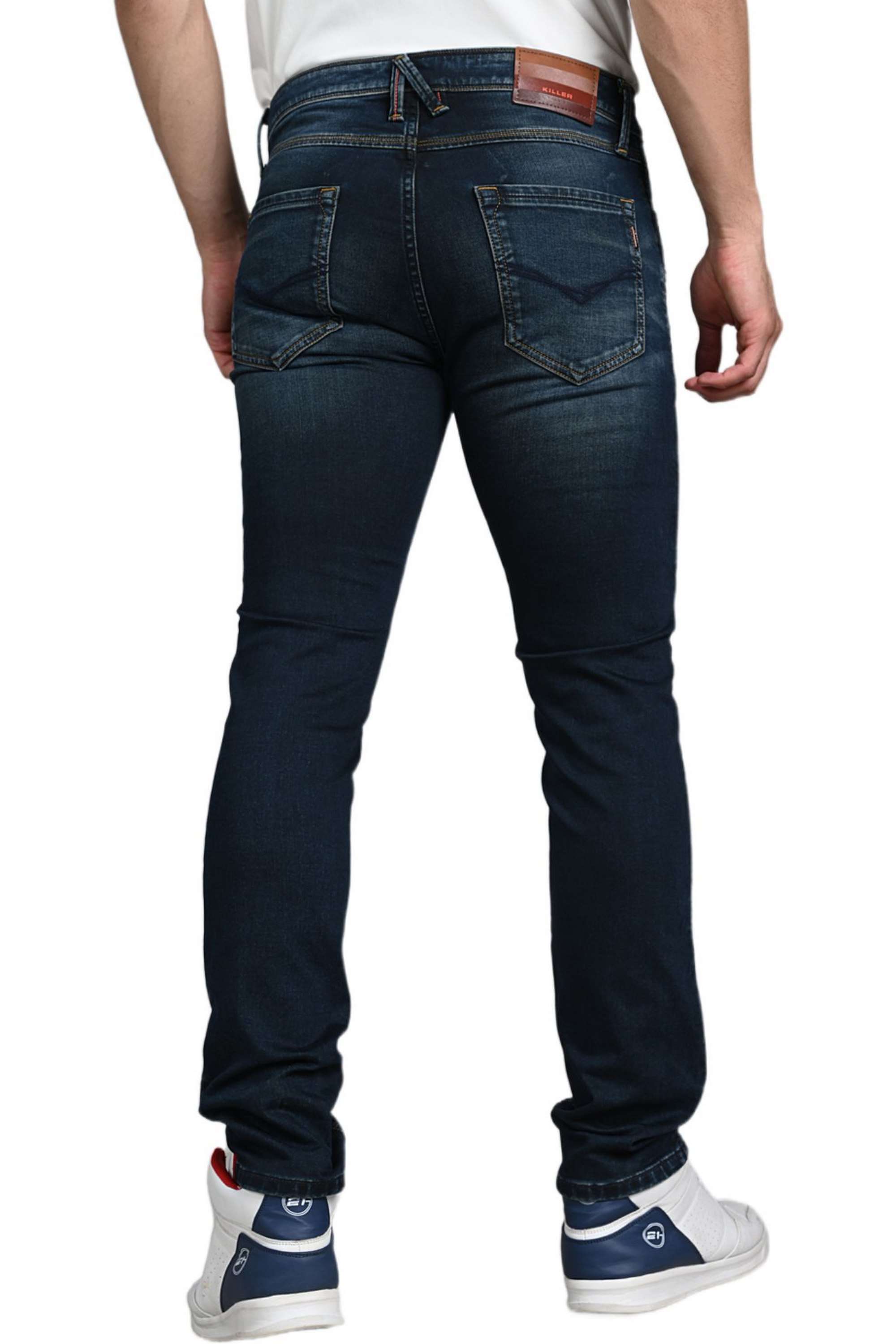 Light-Wash-Cotton-Blend-Slim-Fit-Men-Jeans