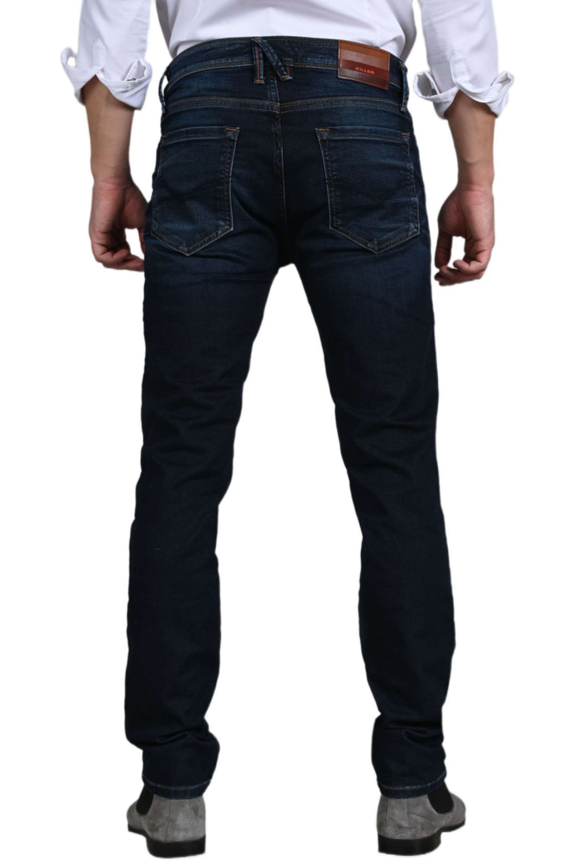 Light-Wash-Cotton-Blend-Slim-Fit-Men-Jeans