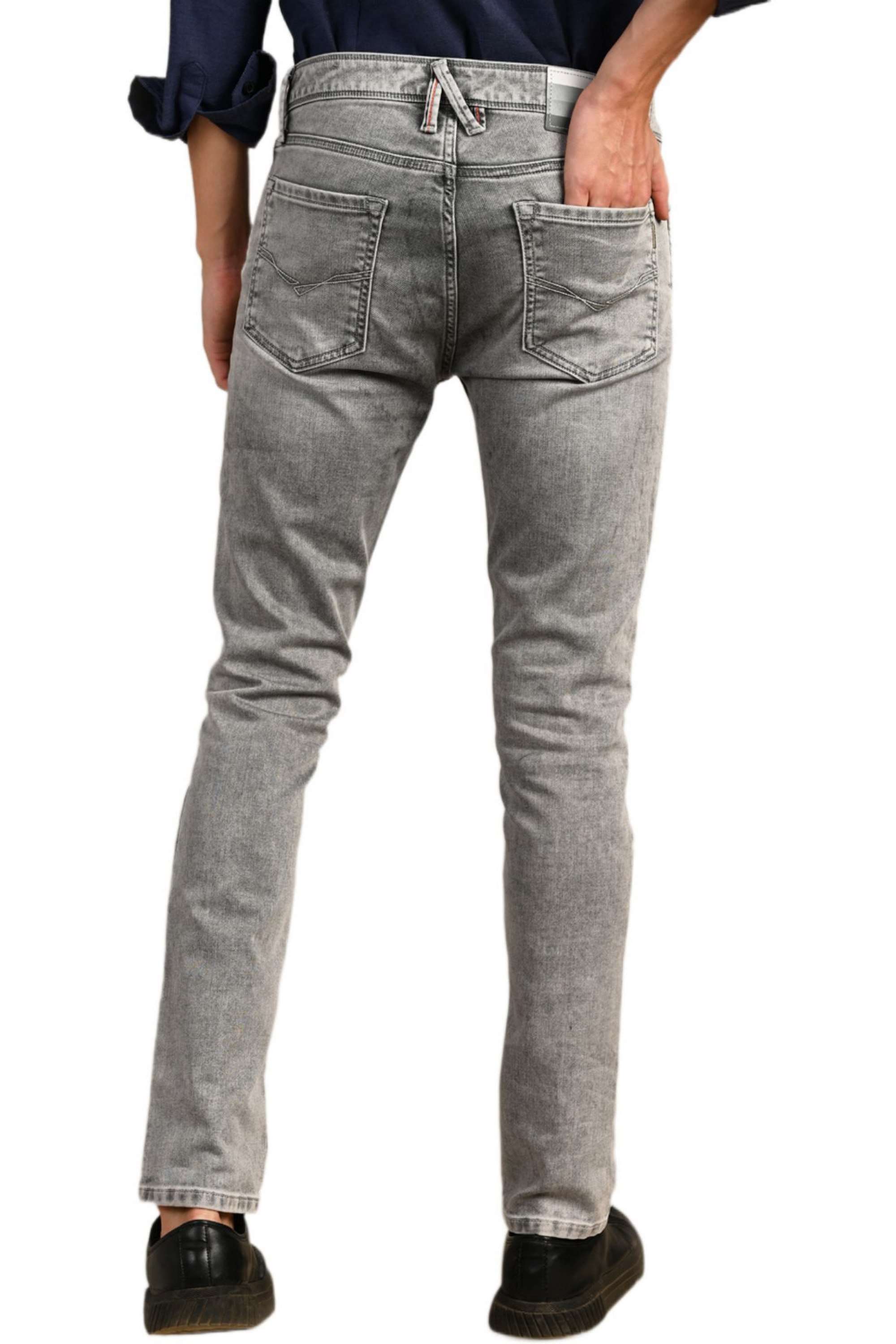 Light-Wash-Cotton-Blend-Slim-Fit-Men-Jeans
