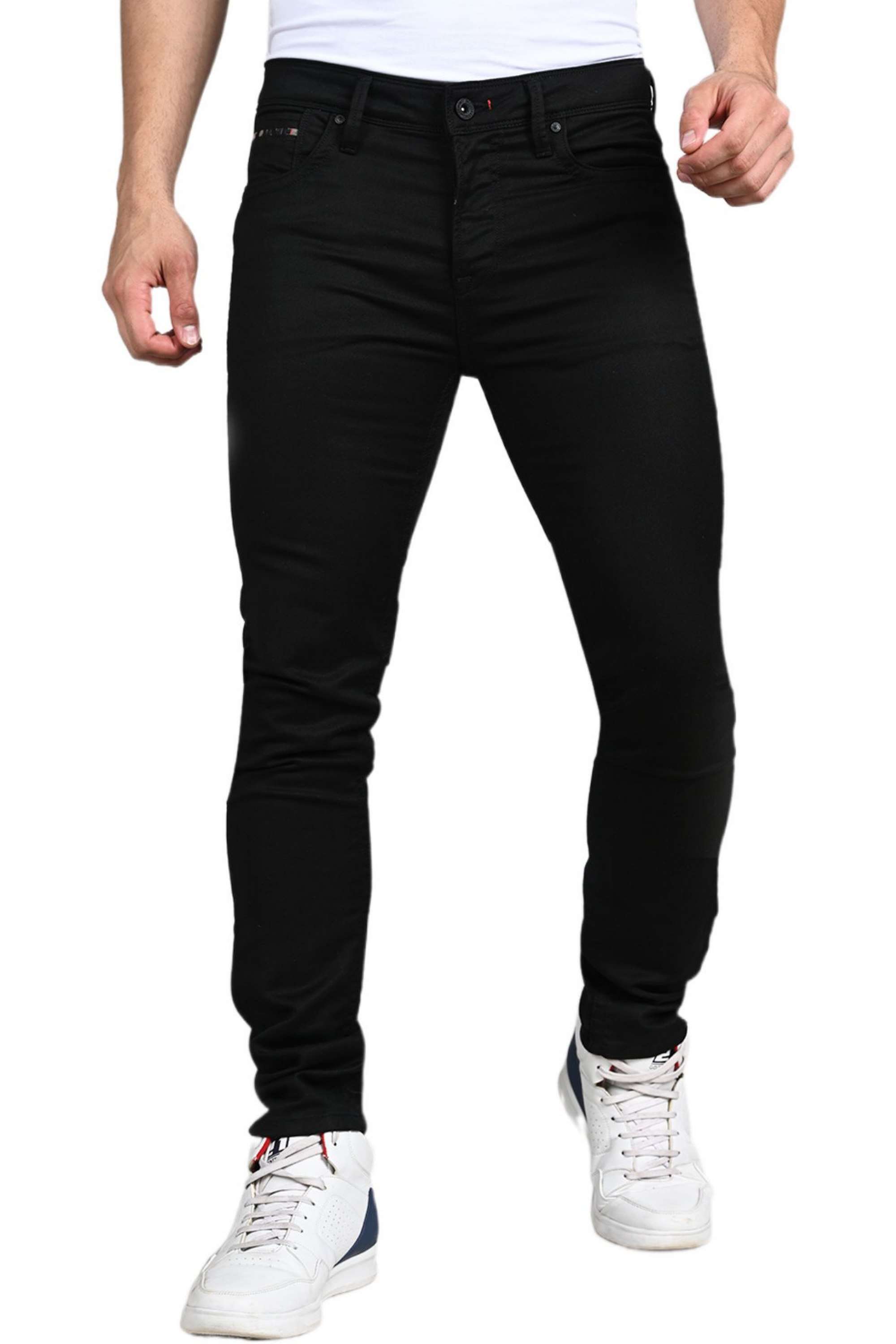 Solid-Polyester-Cotton-Slim-Fit-Men-s-Jeans