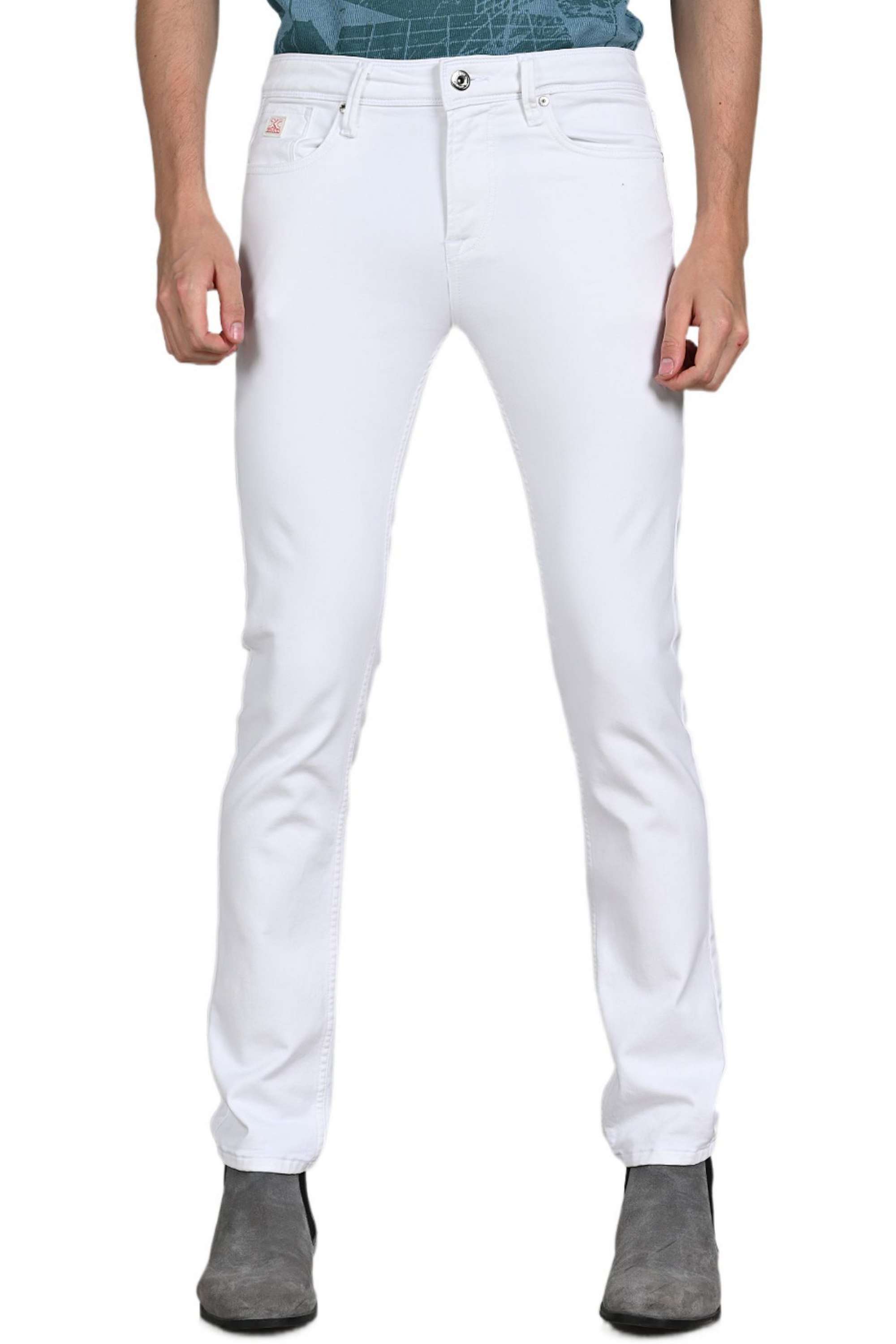 Solid-Polyester-Cotton-Slim-Fit-Men-s-Jeans