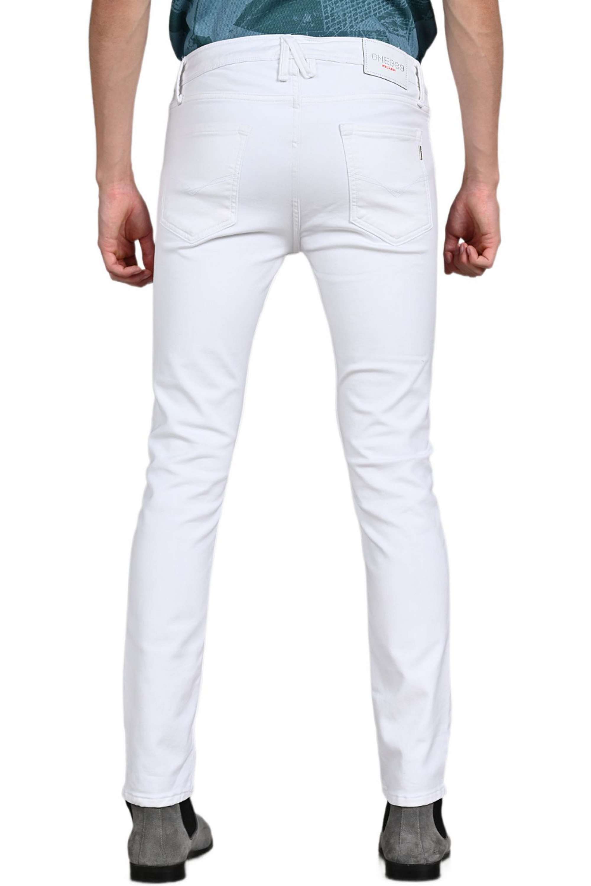 Light-Wash-Blended-Fabric-Slim-Fit-Men-Jeans