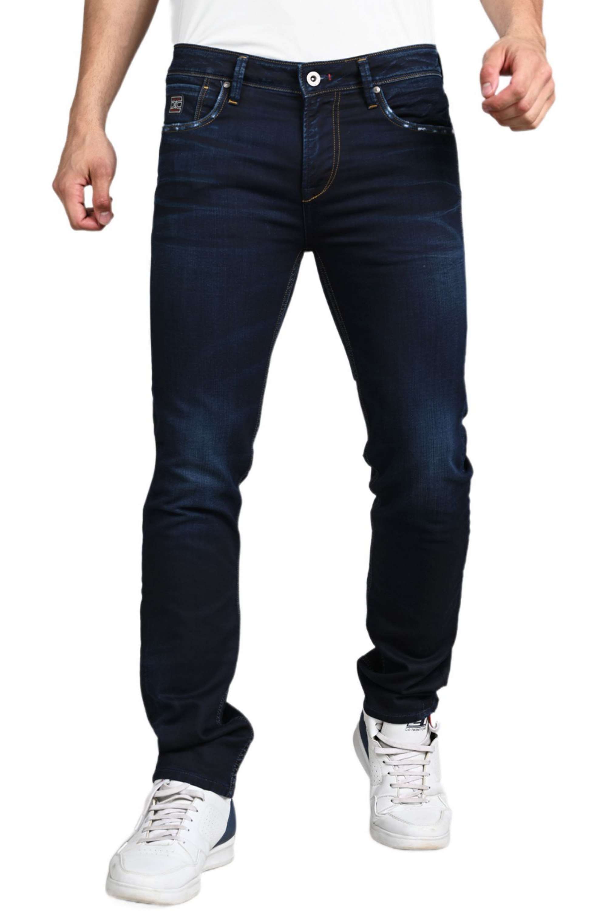 Solid-Polyester-Cotton-Slim-Fit-Men-s-Jeans
