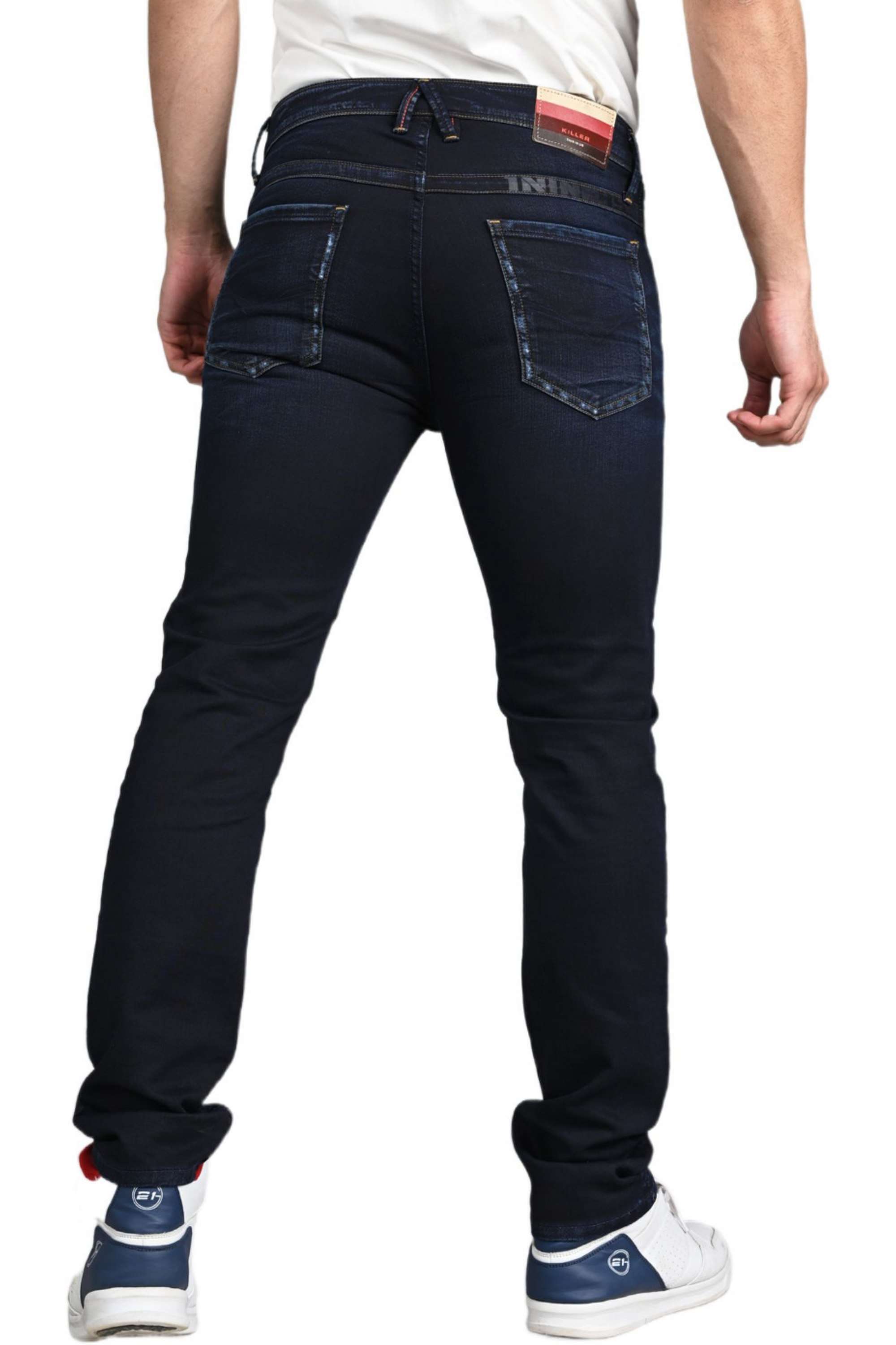 Light-Wash-Blended-Fabric-Slim-Fit-Men-Jeans