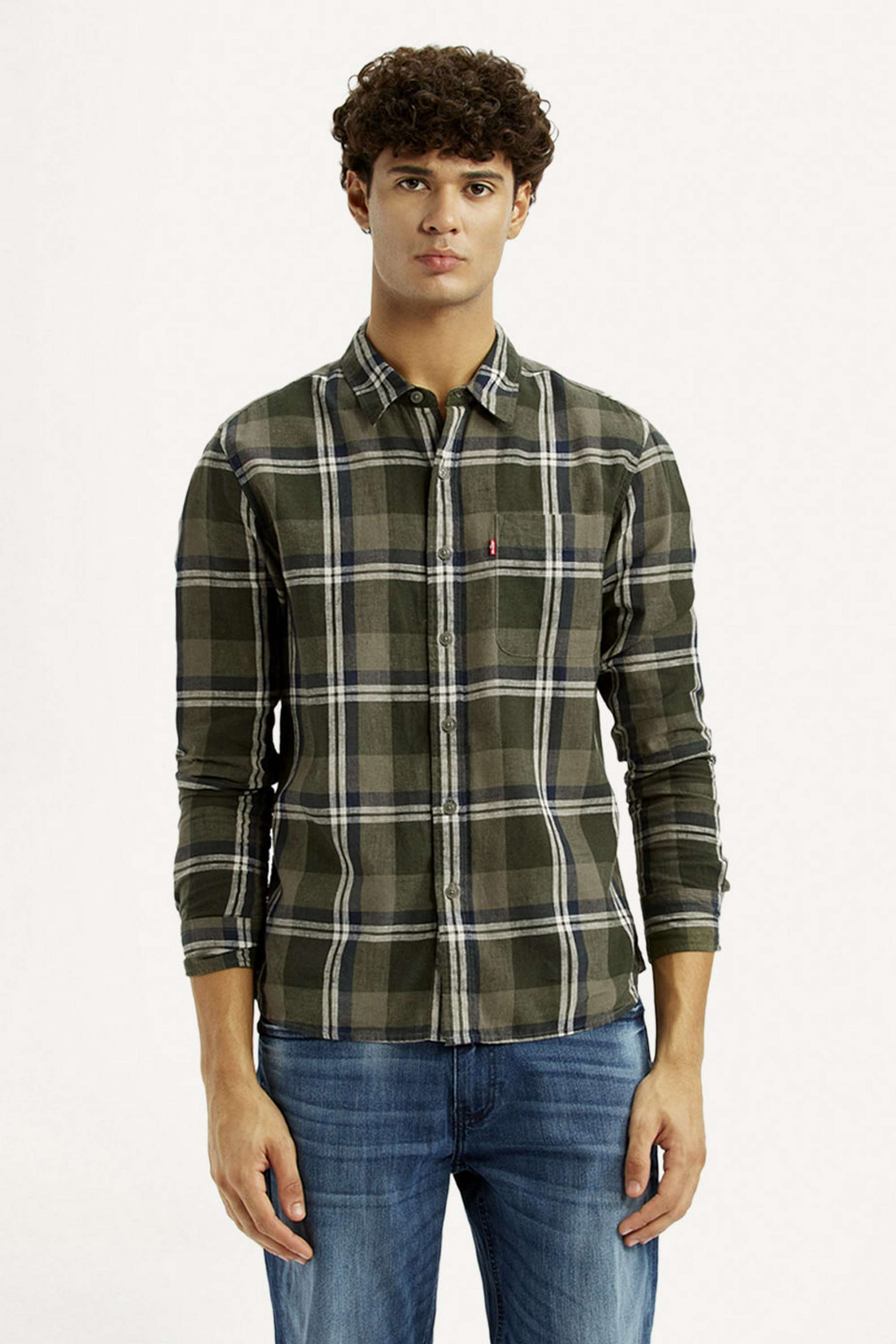 Checks-Linen-Blend-Slim-Fit-Men-s-Shirt