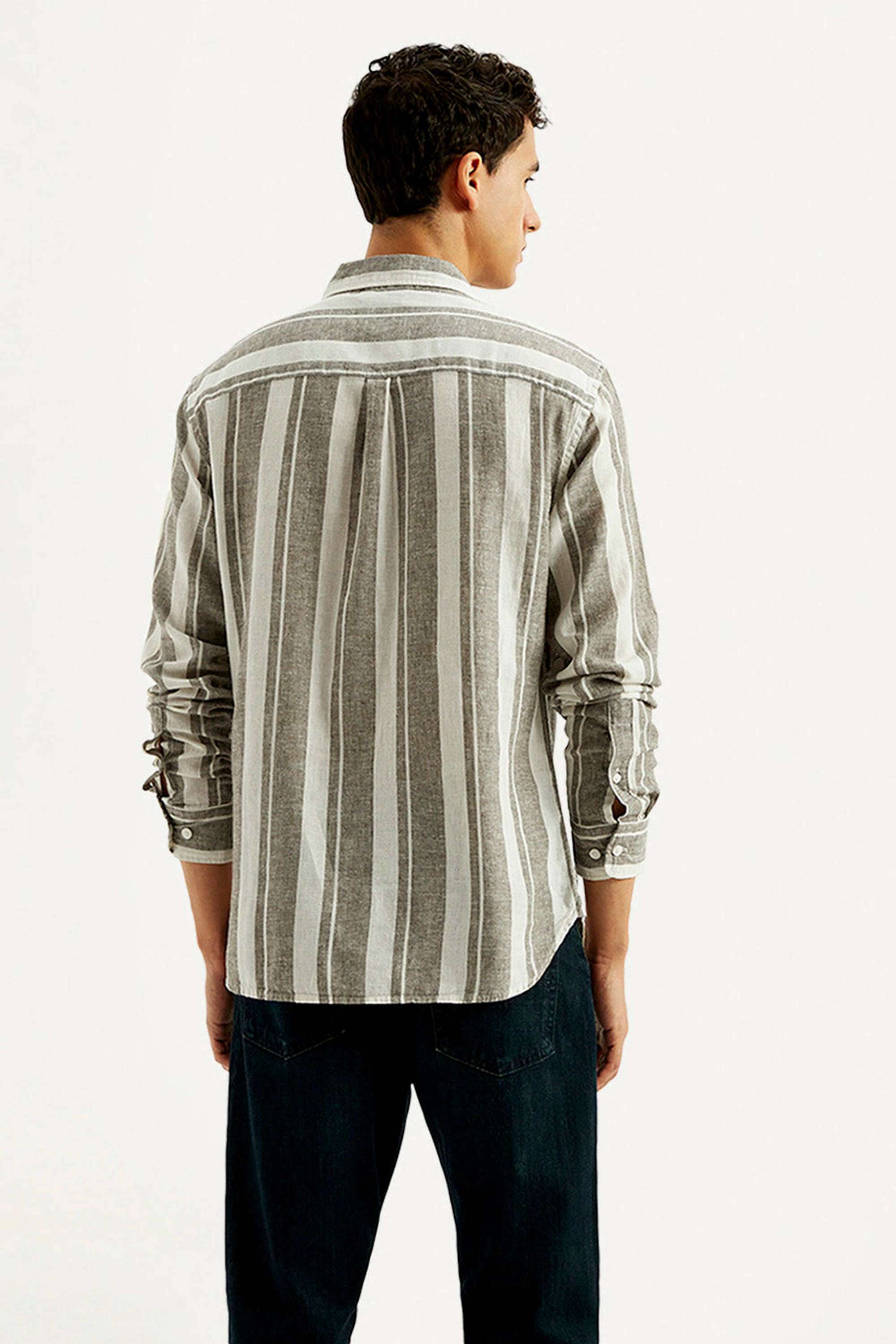 Stripes-Linen-Blend-Slim-Fit-Men-s-Casual-Shirts