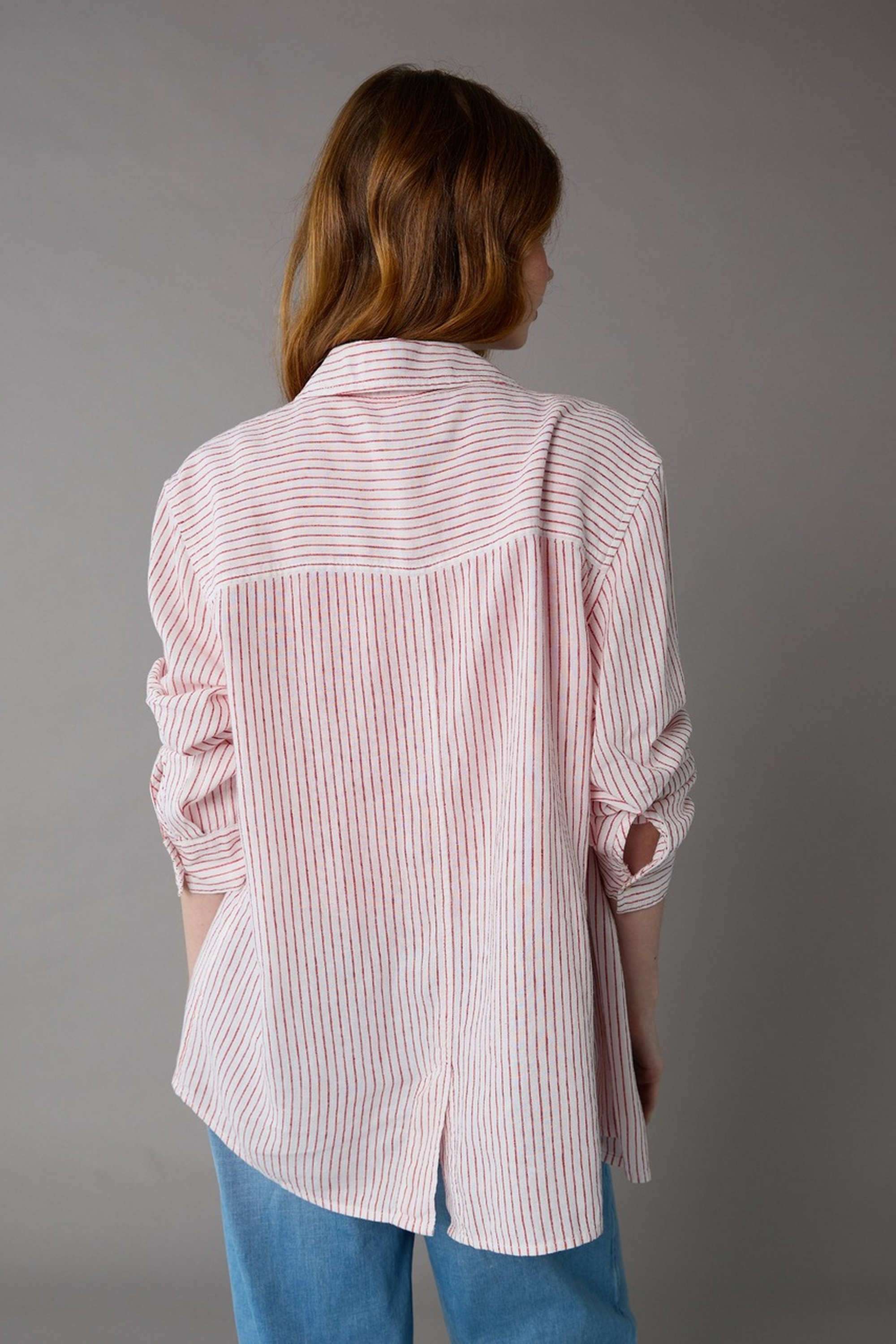 Solid-Collared-Blended-Fabric-Women-s-Casual-Shirt