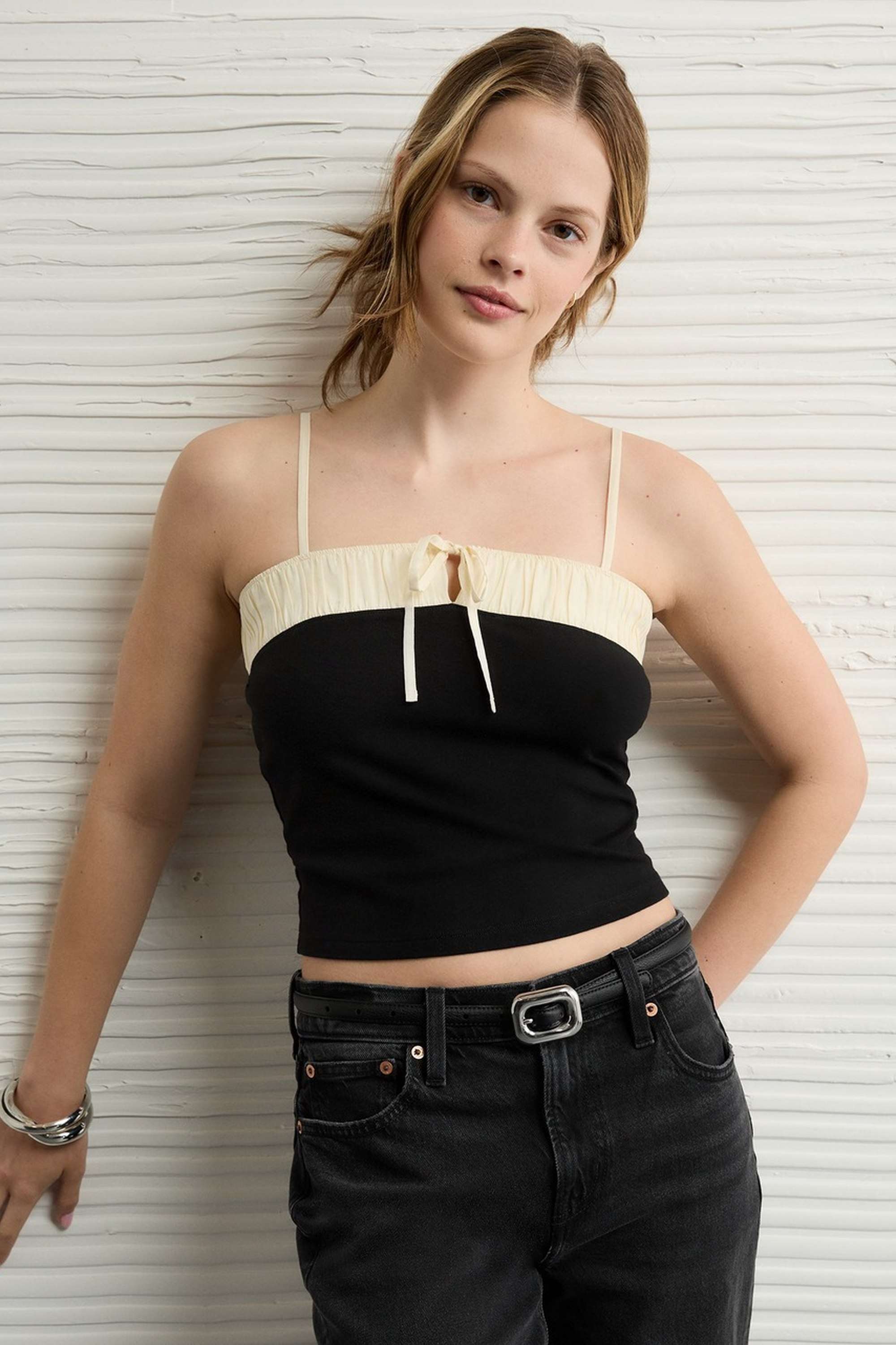 Solid-Blended-Fabric-Women-s-Top