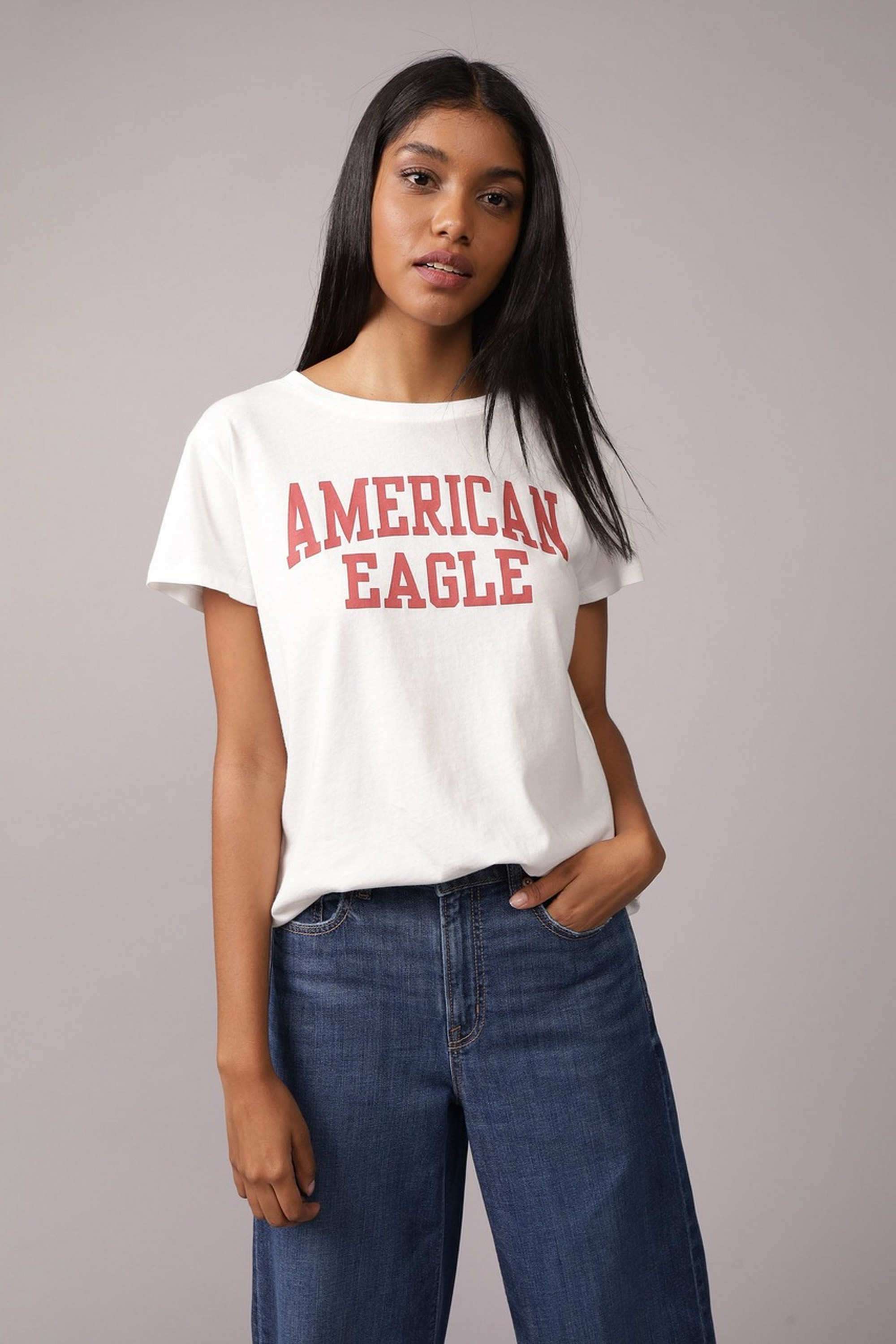 Solid-Blended-Fabric-Round-Neck-Women-s-T-Shirt