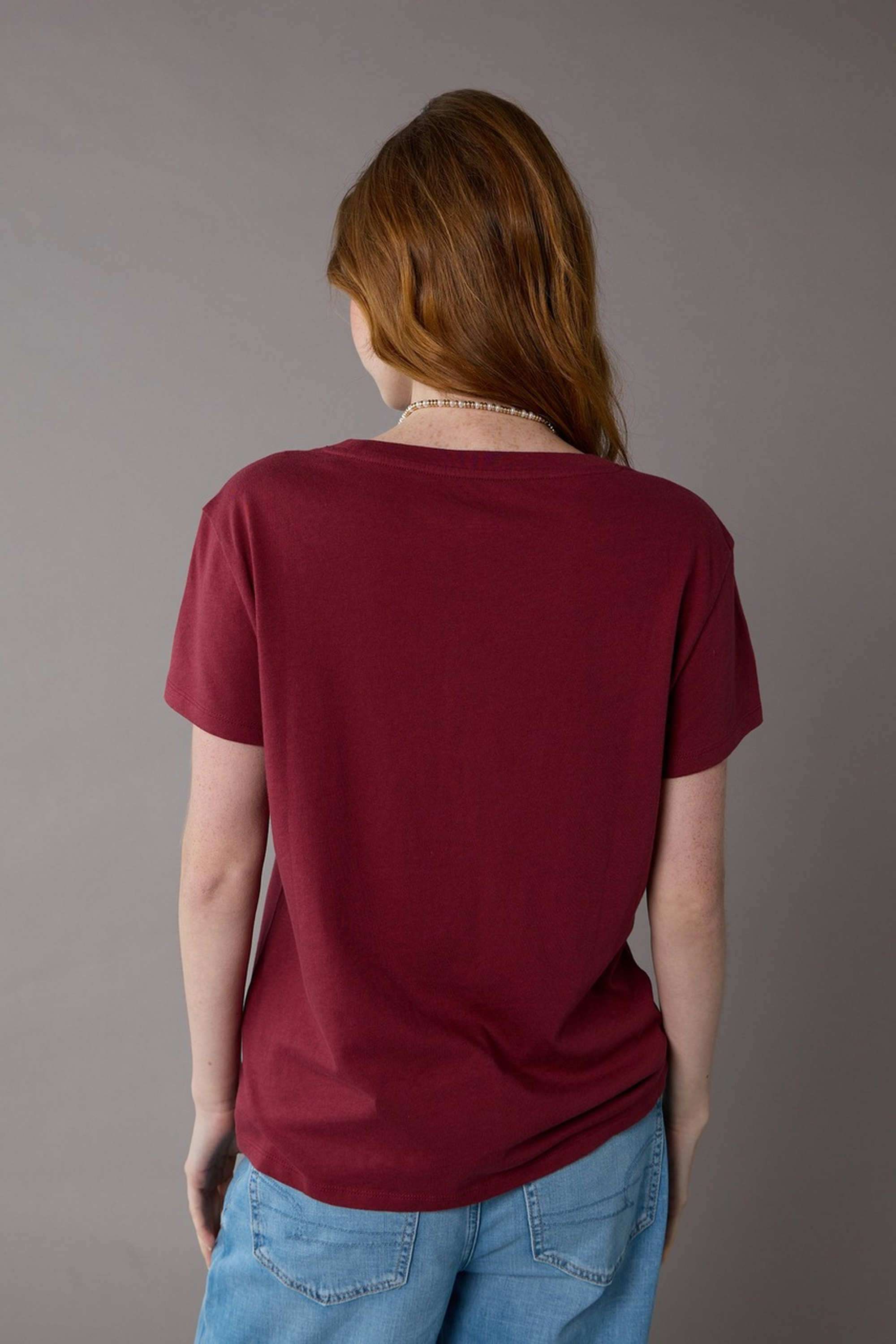 Solid-Blended-Fabric-Round-Neck-Women-s-T-Shirt