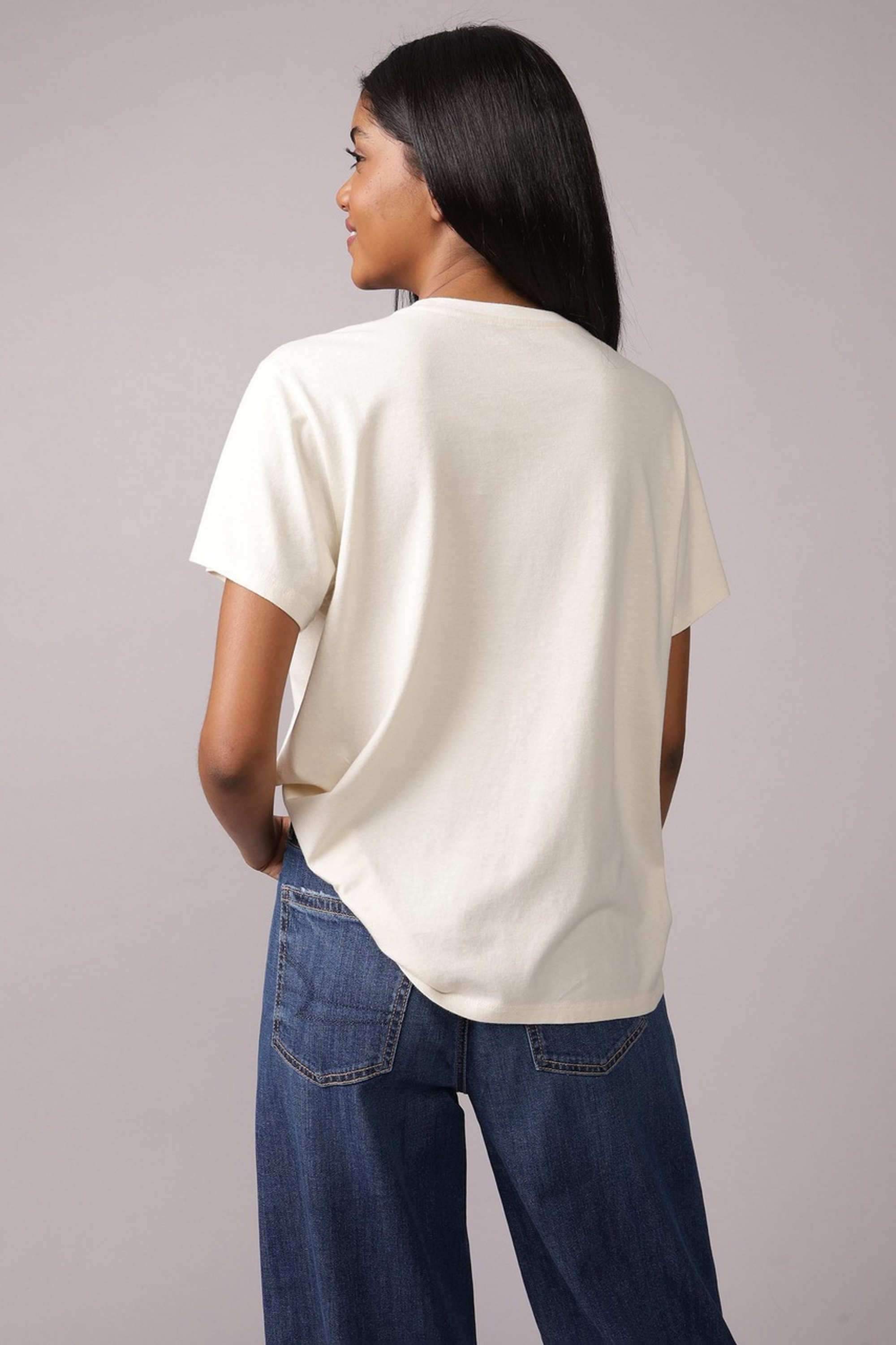 Solid-Blended-Fabric-Round-Neck-Women-s-T-Shirt