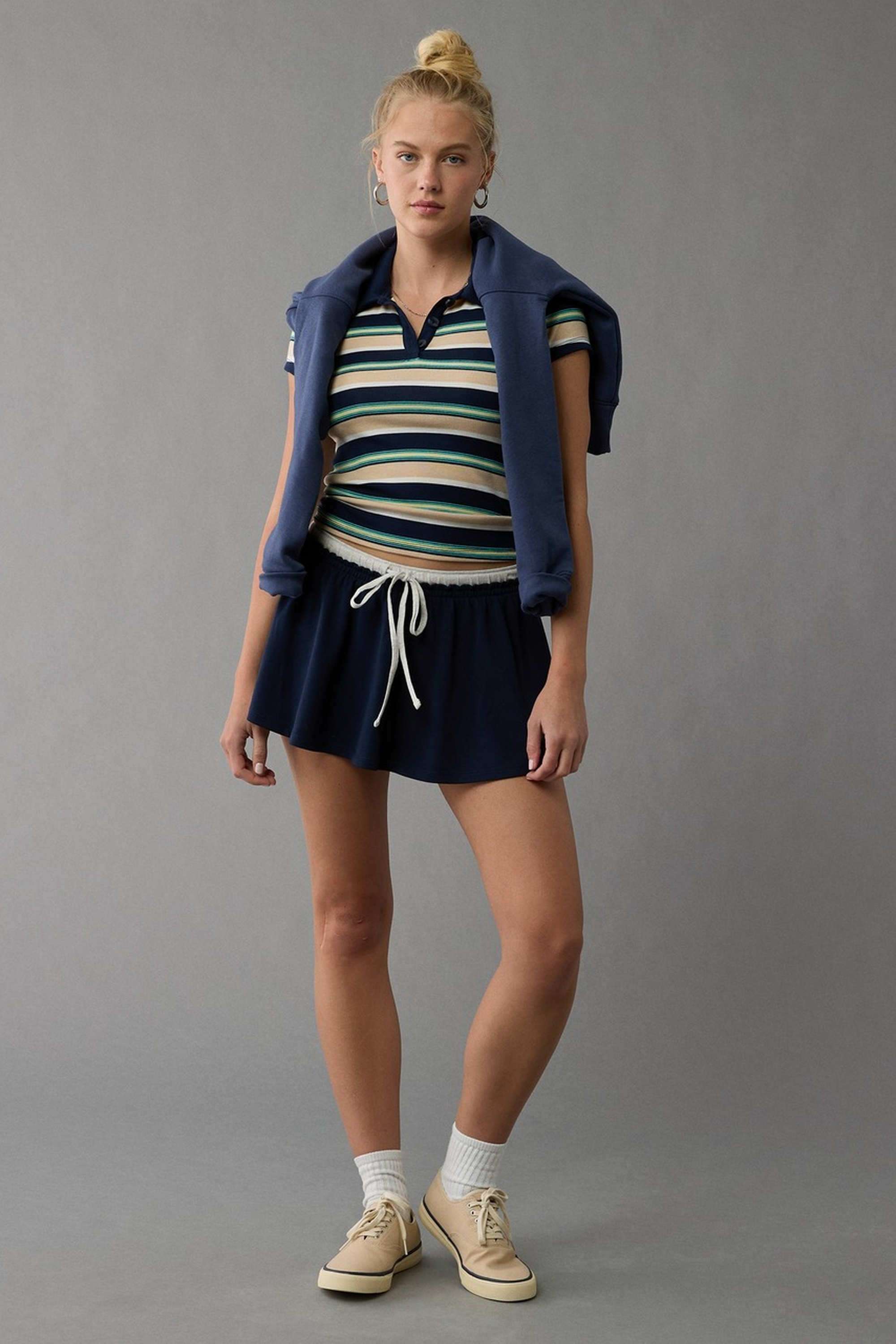 Solid-Blended-Fabric-Round-Neck-Women-s-Tops-&-Tees