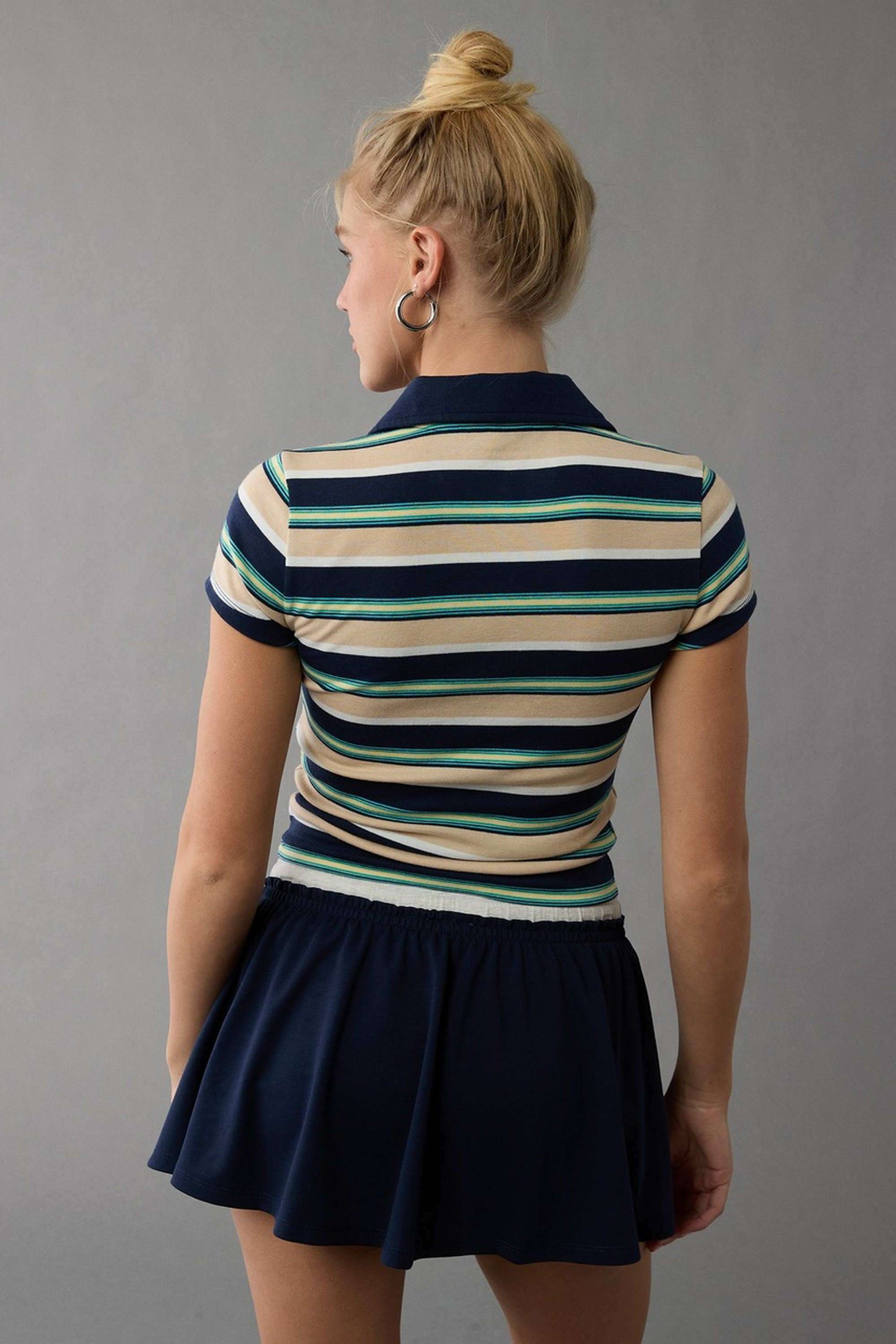 Solid-Blended-Fabric-Round-Neck-Women-s-Tops-&-Tees