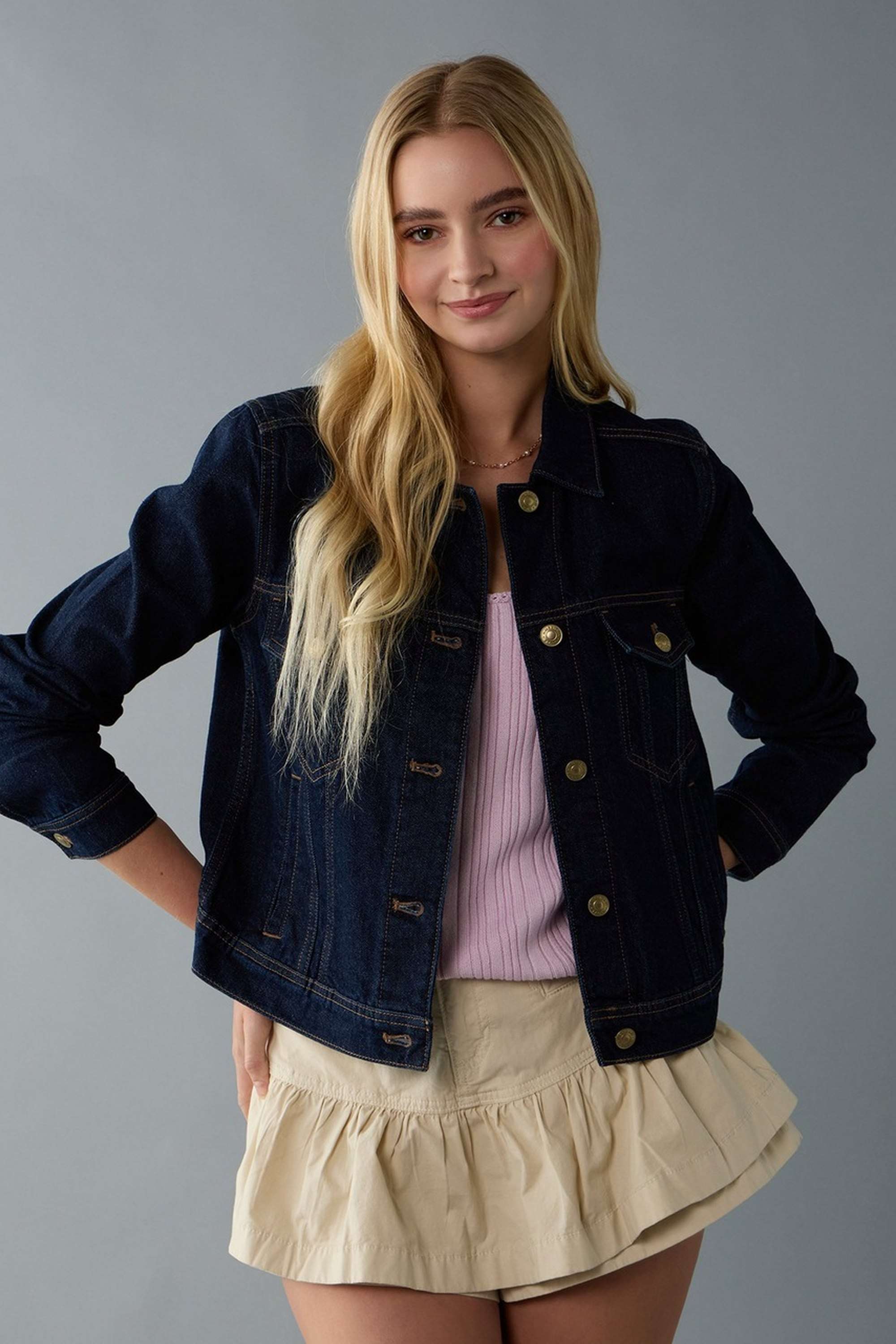 Solid Blended Fabric Women's Jacket-image-47